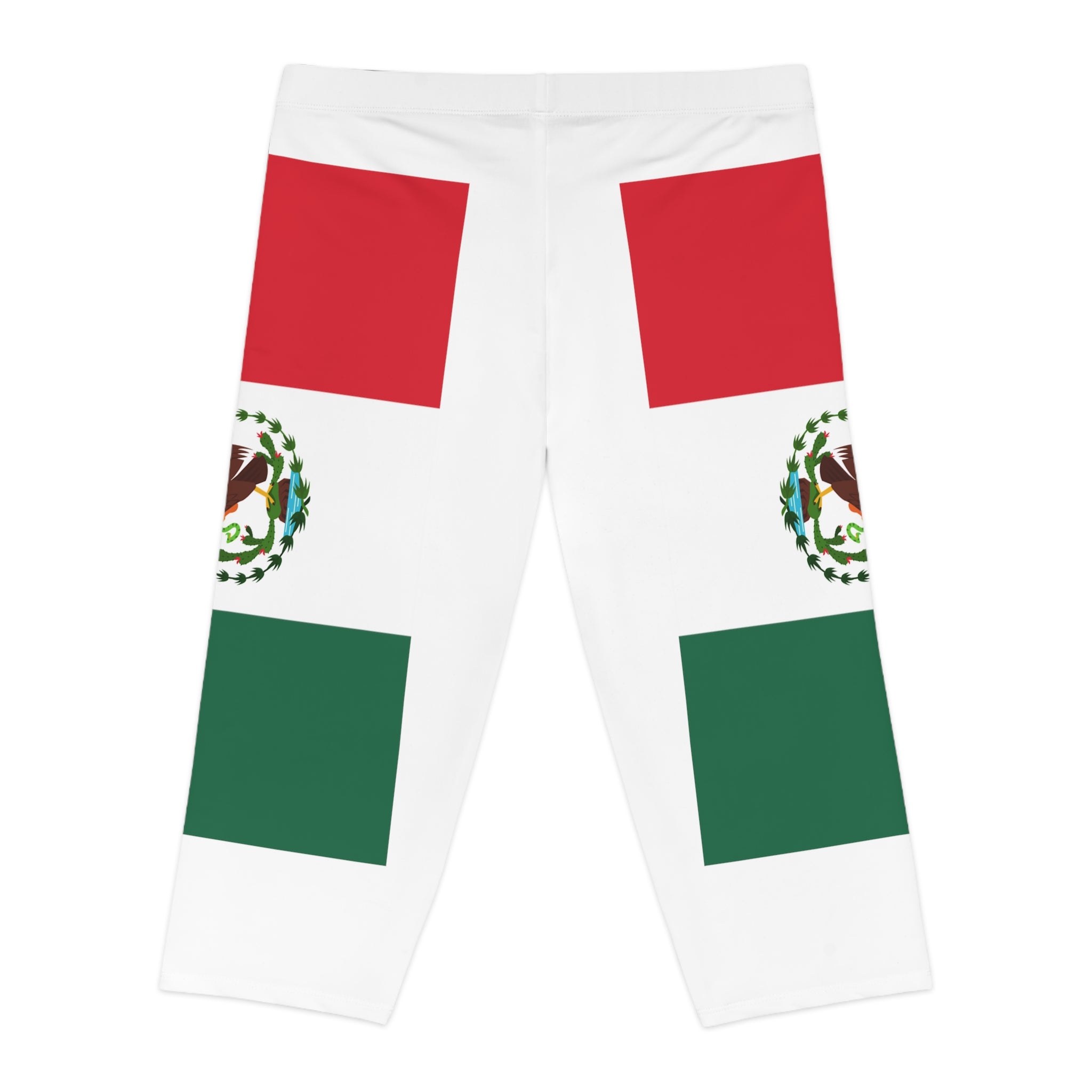 Vineyard Vibes Mexican Flag Beach Vibes 1.0 - Women's Capri Leggings (AOP)White