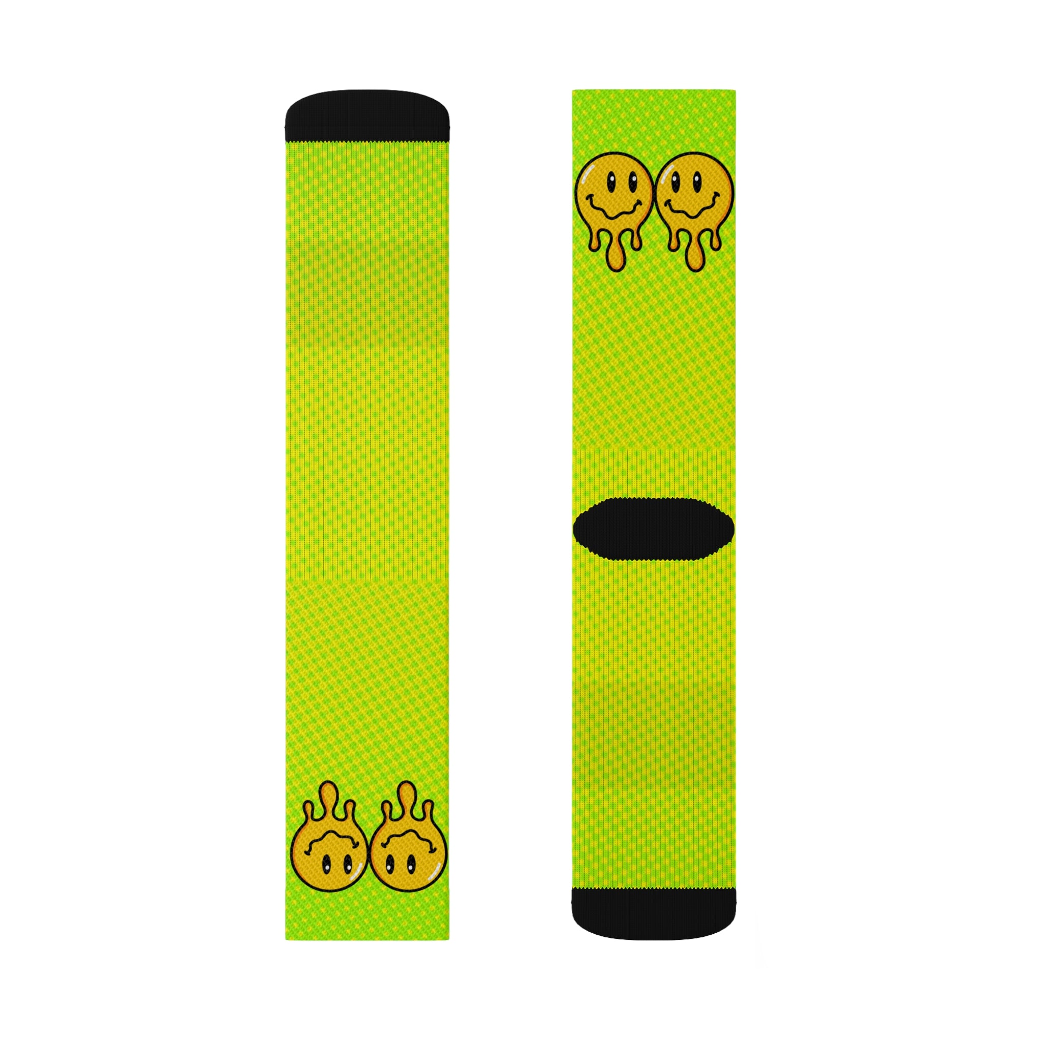Rich Drip Volt Green Drippy Smiley Face - Sublimation Socks