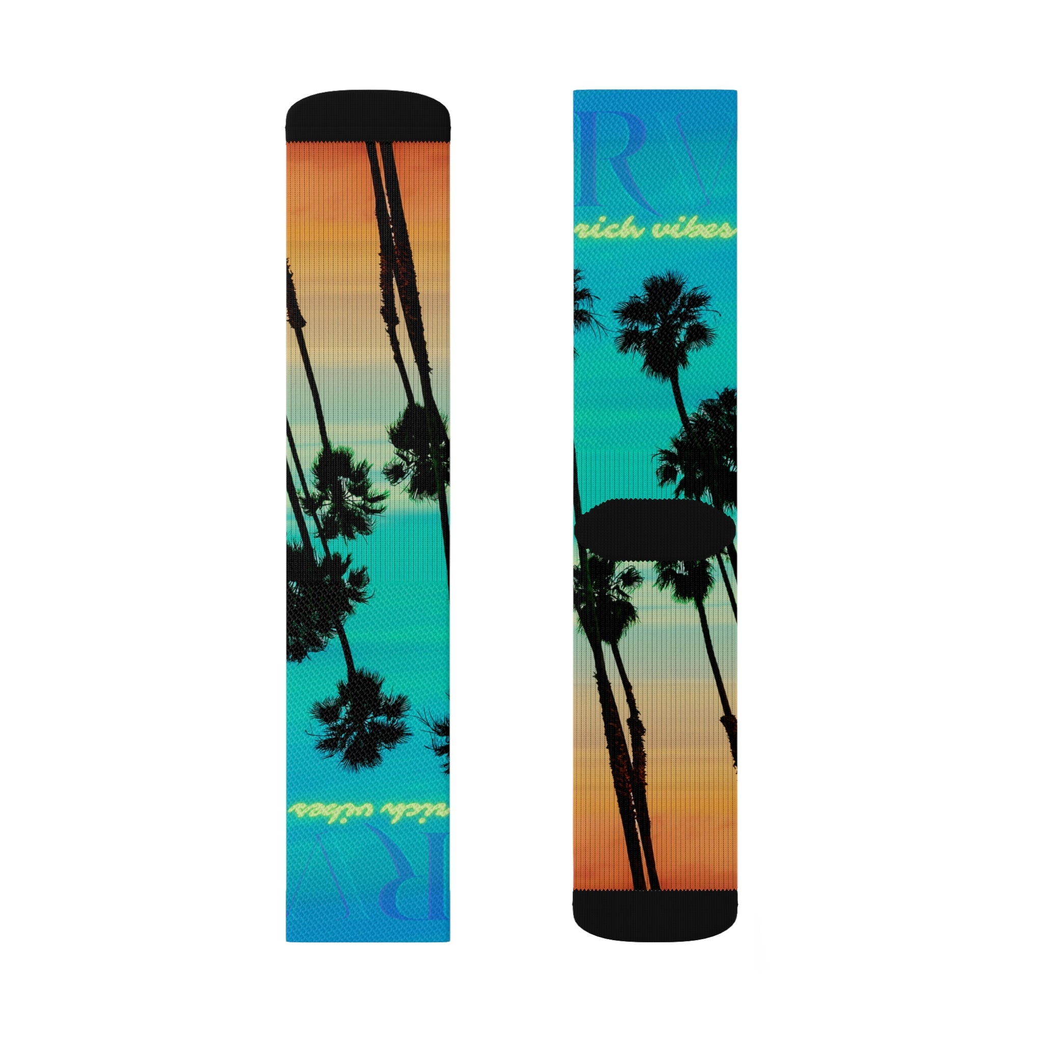 Rich Drip Blue Skies Beach Vibes RV - Sublimation Socks Blue Volt