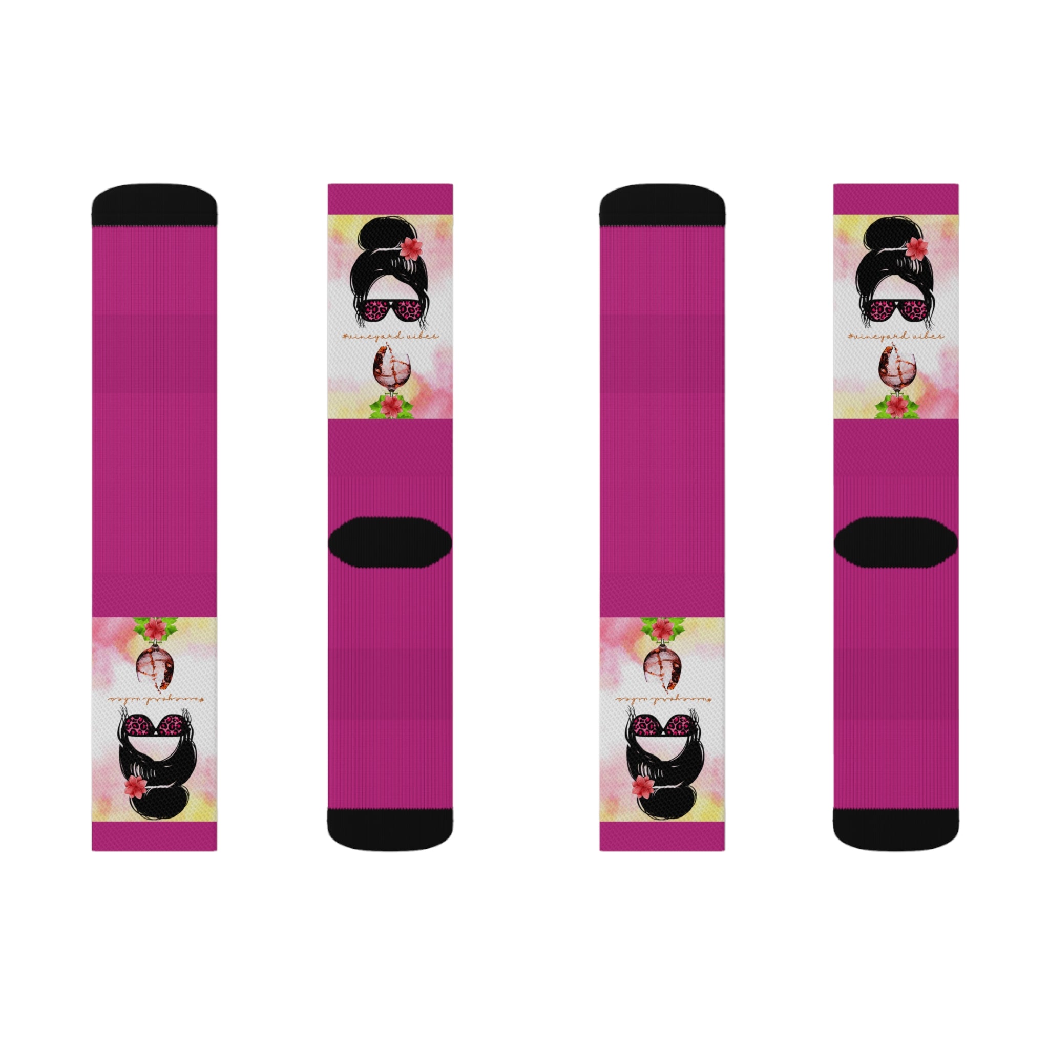Vineyard Vibes Pink Water Colors Pink - Sublimation Socks