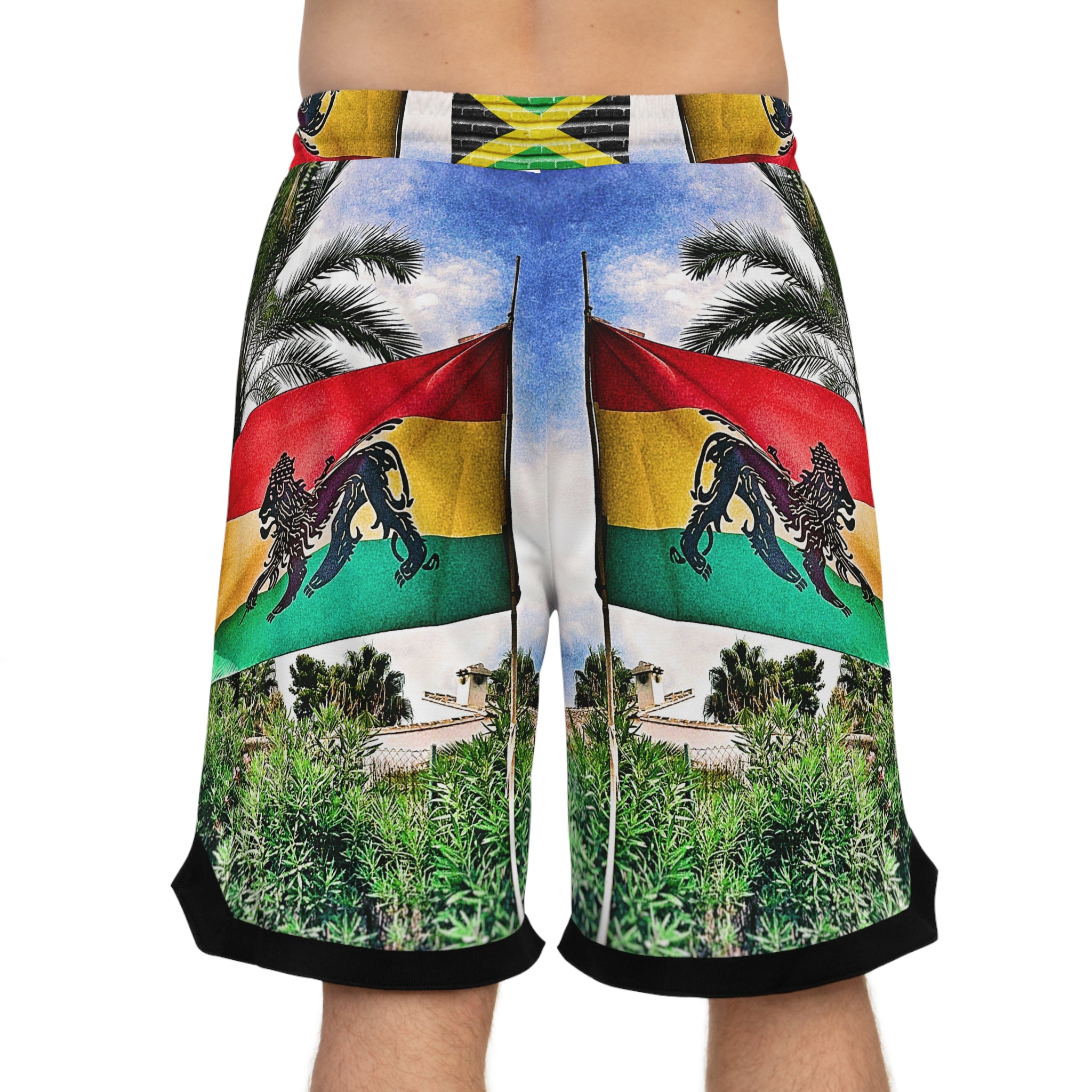 Lion of Judah Jamaica Flag - Basketball Rib Shorts (AOP)