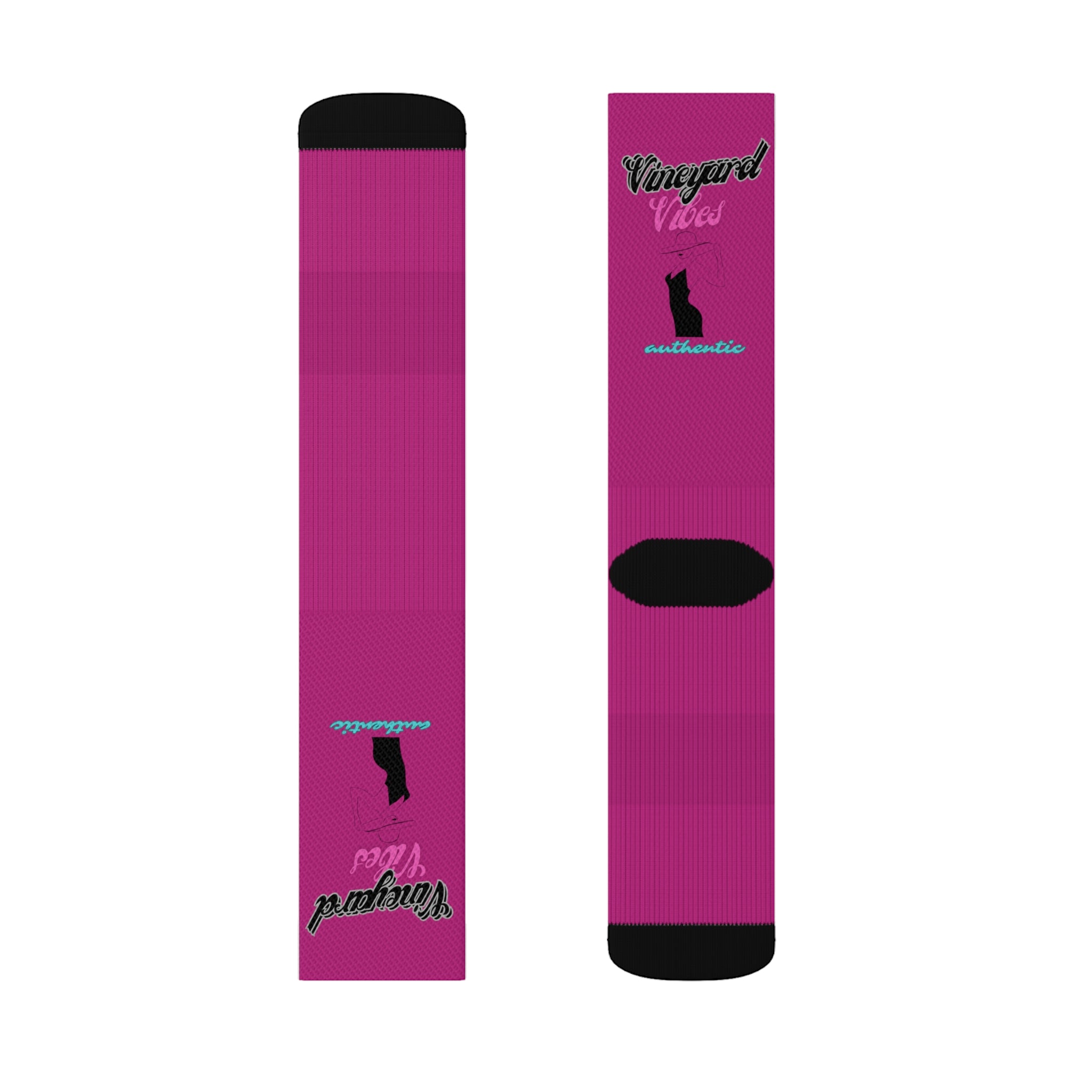 Vineyard Vibes Pink Silhouette Pink - Sublimation Socks