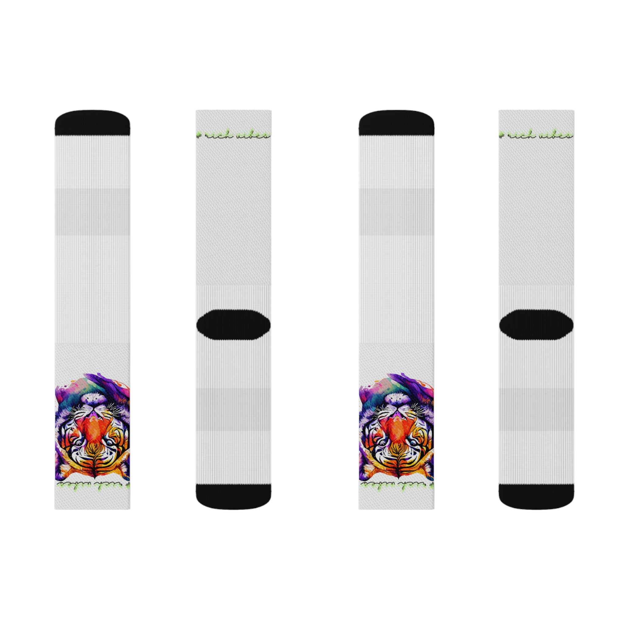Rich Vibes Volt Tropical Jungle Tiger - Sublimation Socks White