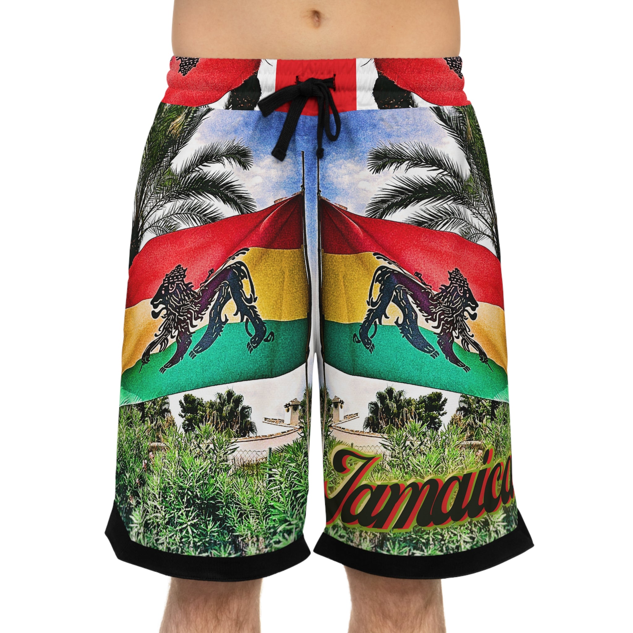 Lion of Judah Jamaica Flag RV Pulse - Basketball Rib Shorts (AOP)