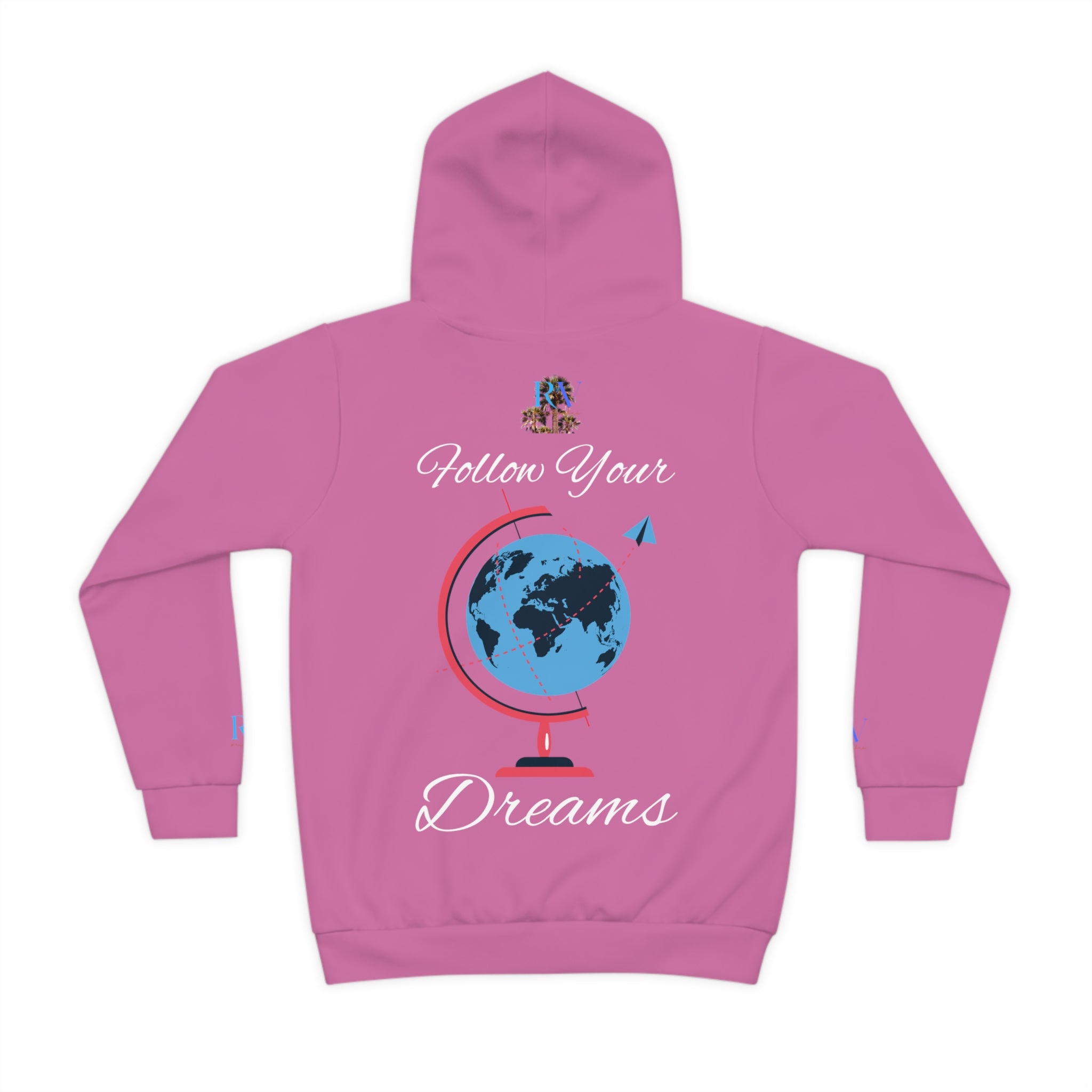 Rich Vibes Follow Your Dreams RV Color Palm Tree Light Pink-  Children's Hoodie (AOP)