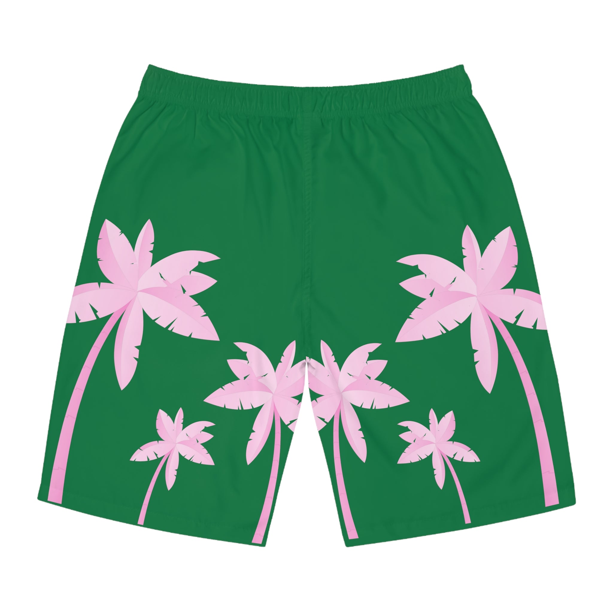 Rich Vibes Watermelon Green Tropical Pink Palm Tree Beach Chill Vibes 1.2 - Men's Board Shorts (AOP)