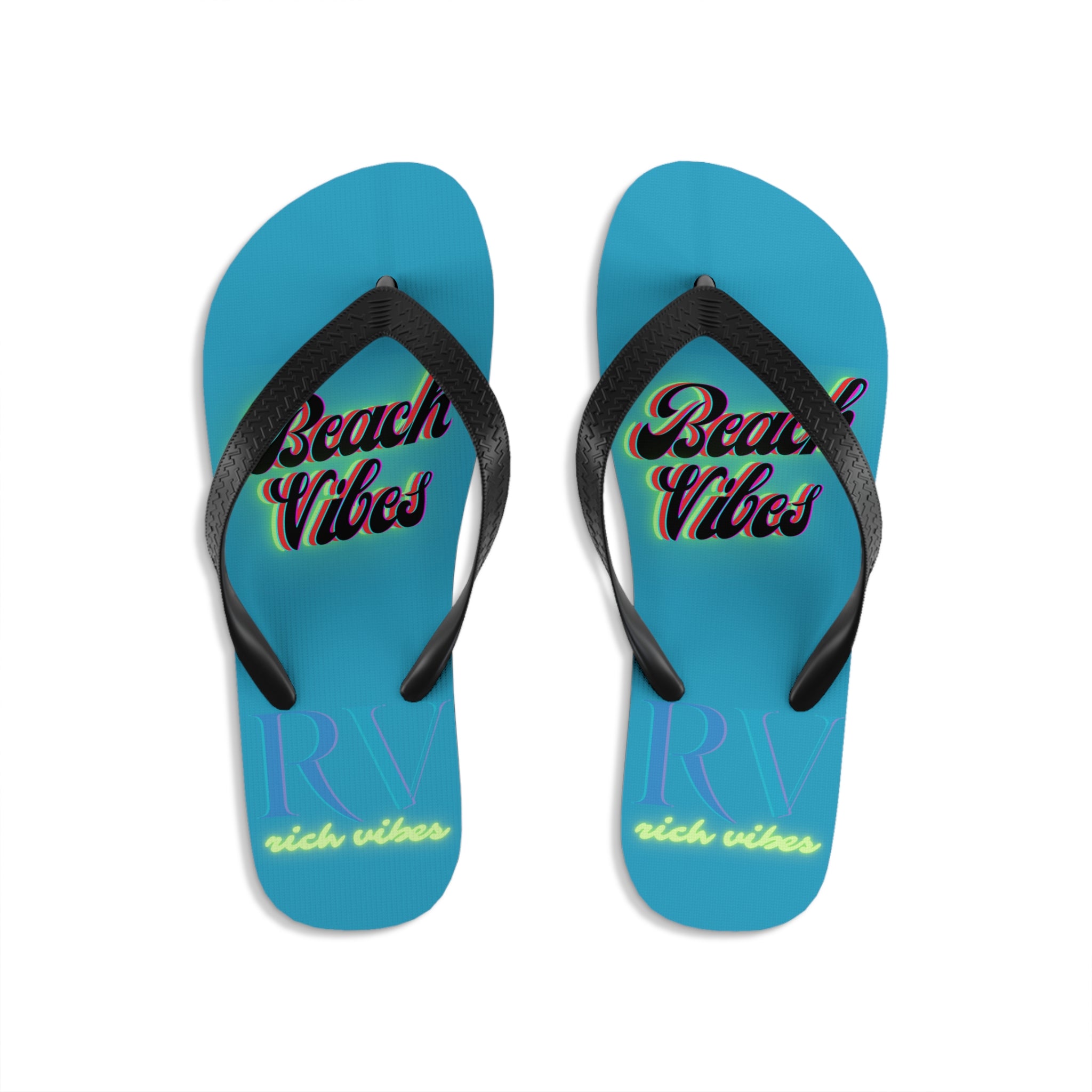Rich Vibes RV Neon Beach Vibes - Unisex Flip-Flops - S