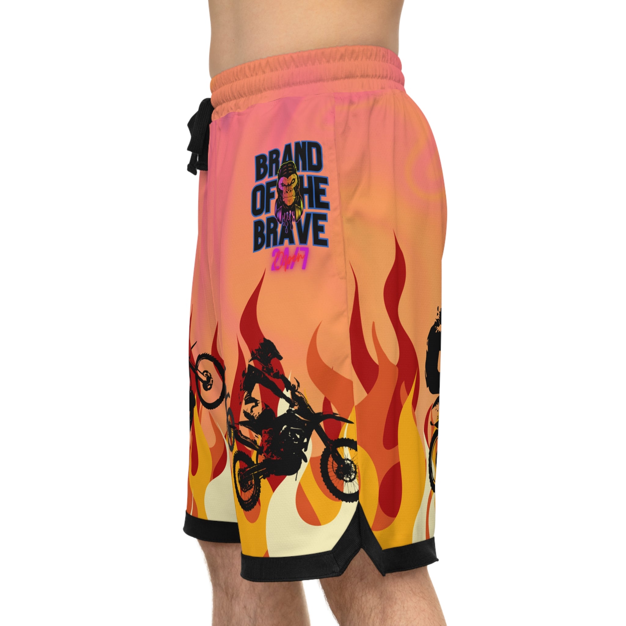 Brand Of The Brave Fire Flame Kindle Auburn 1.0 - Basketball Rib Shorts (AOP)