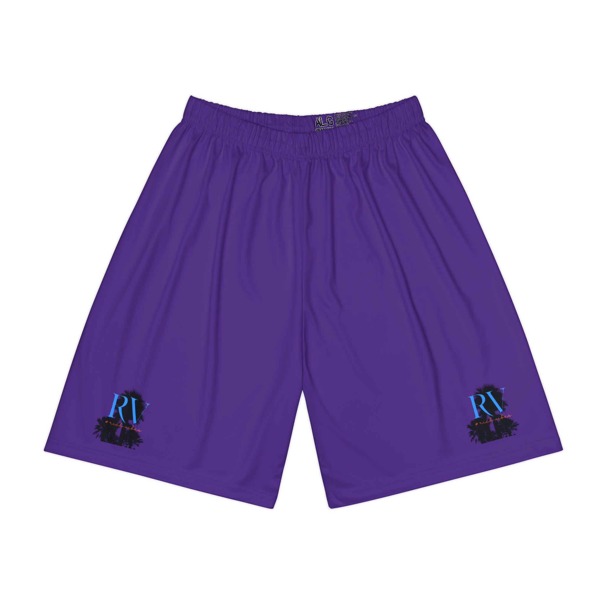 Rich Vibes RV Palm Tree Silhouette - Men’s Sports Shorts (AOP) Purple