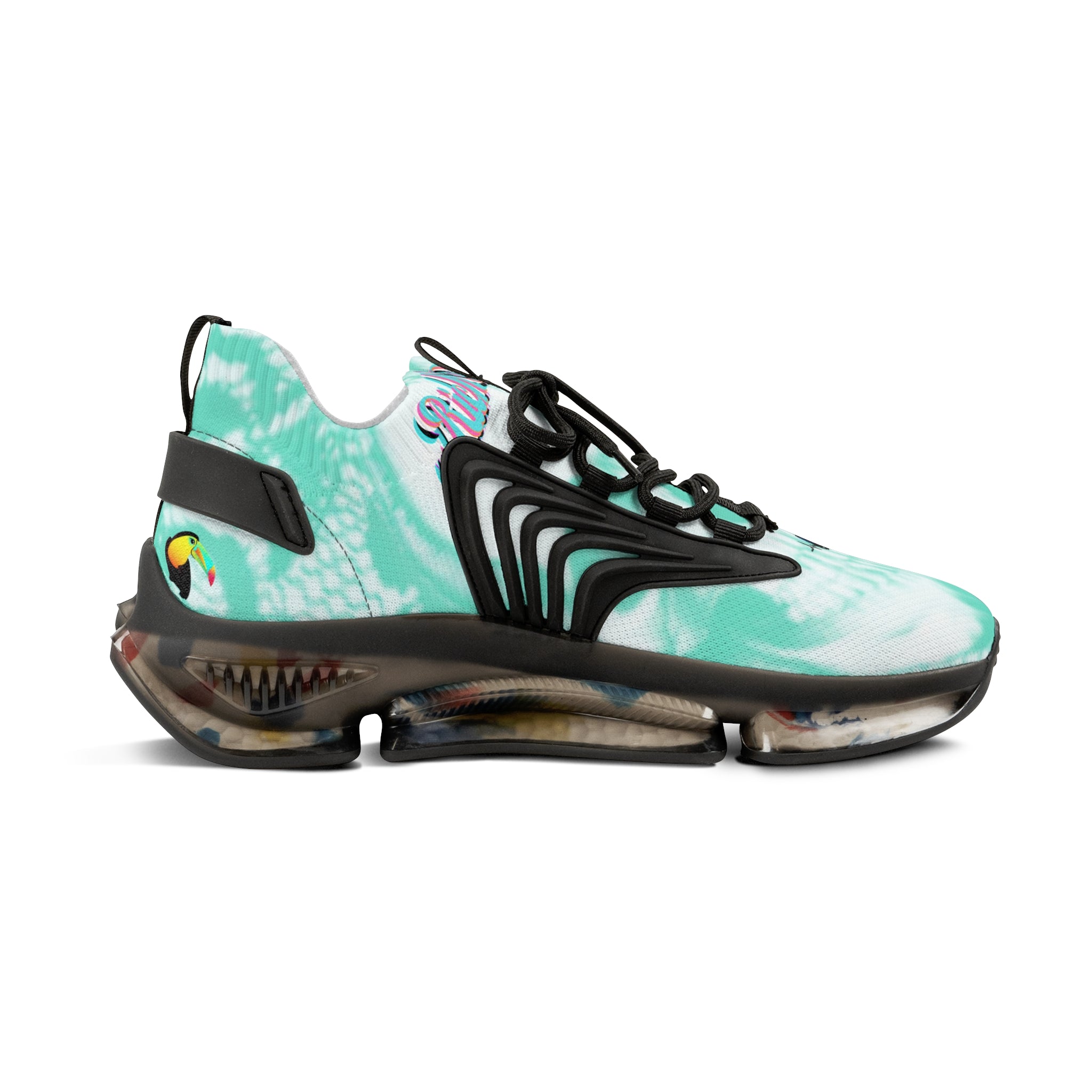 RV5 Pulse Turquoise Skull tropical Miami Green Glow Logo - Men's Mesh Sneakers