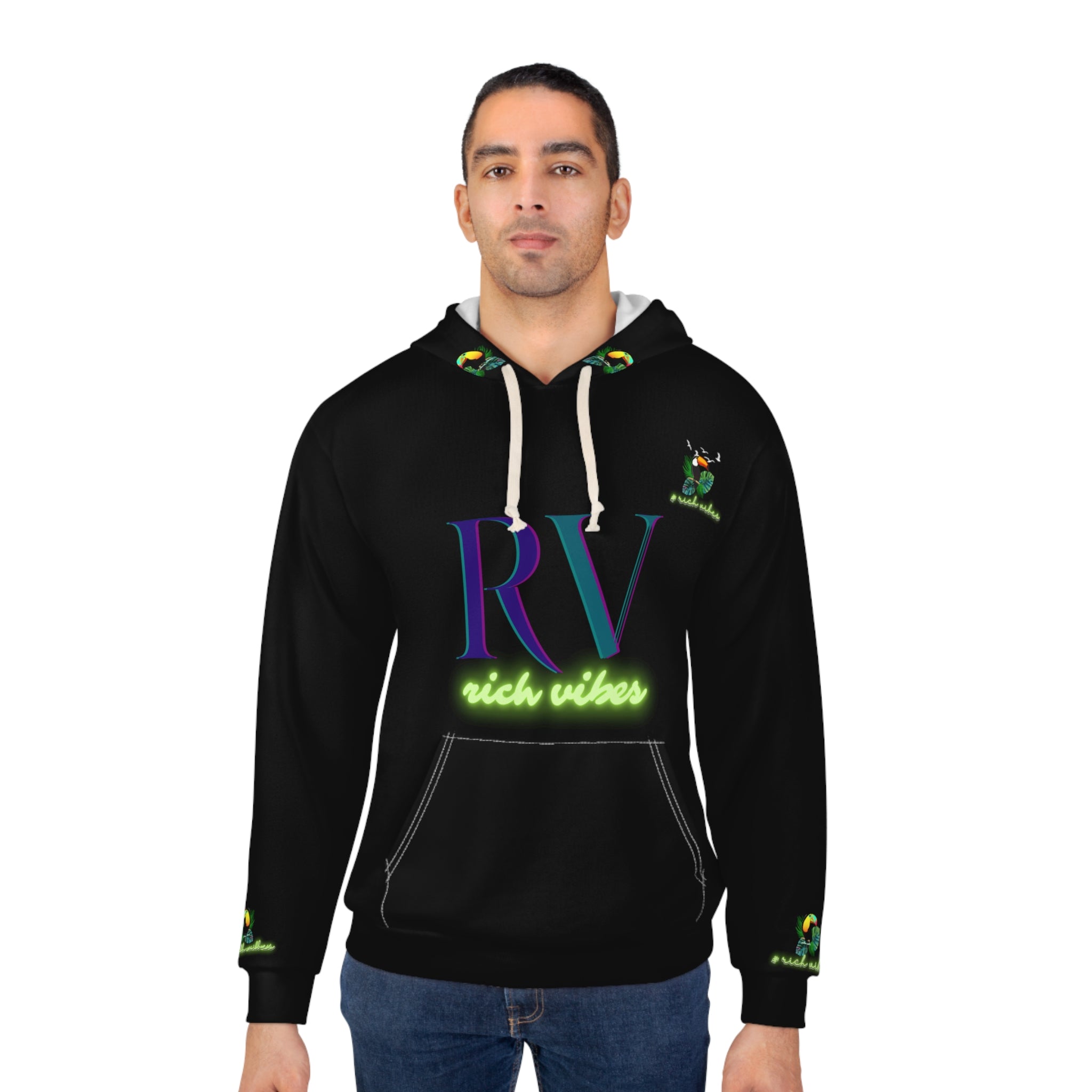 Rich Vibes Black Volt RR Tropical Jungle Tiger 1.0 - Unisex Pullover Hoodie (AOP)