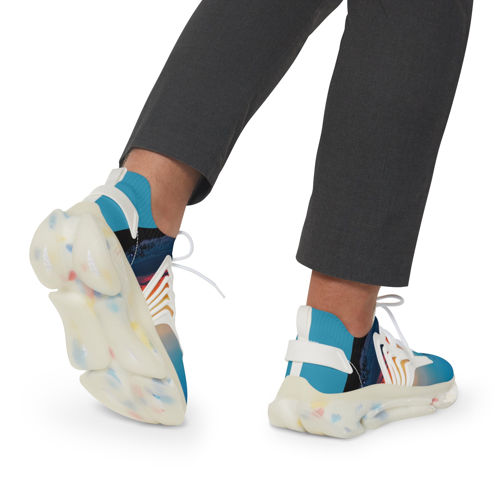 RV5 Black Turquoise Summer Sunset Beach - Men's Mesh Sneakers