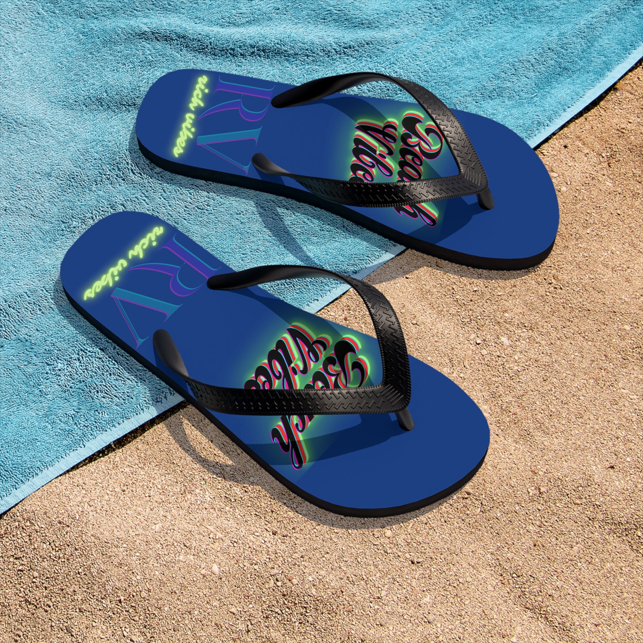 Rich Vibes RV Neon Beach Vibes - Unisex Flip-Flops - S
