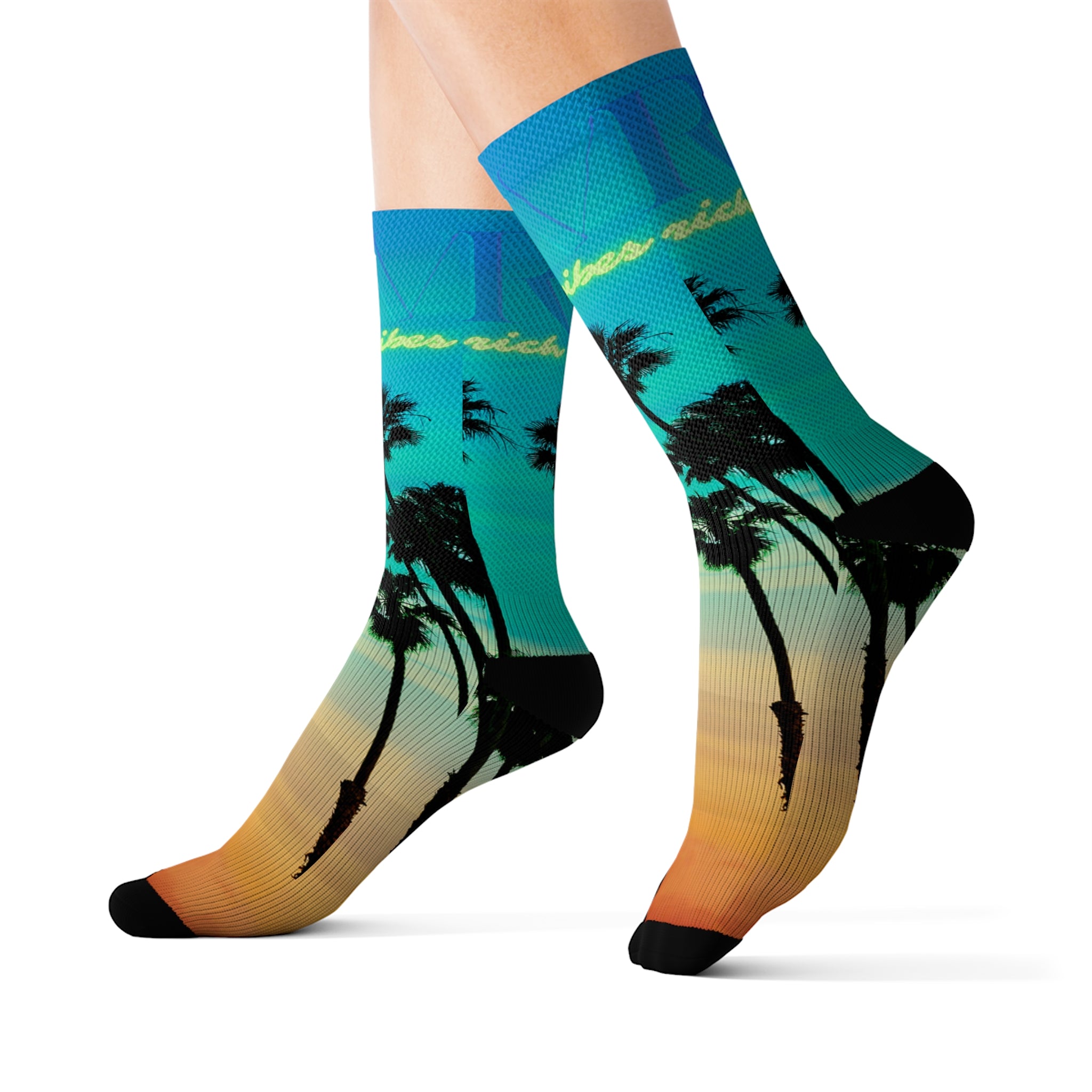 Rich Drip Blue Skies Beach Vibes RV - Sublimation Socks Blue Volt