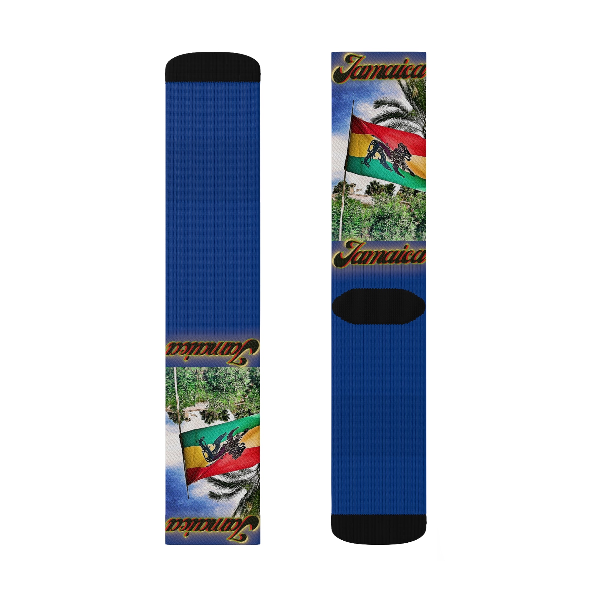 Lion Of Judah Jamaica Flag Dark Blue - Sublimation Socks