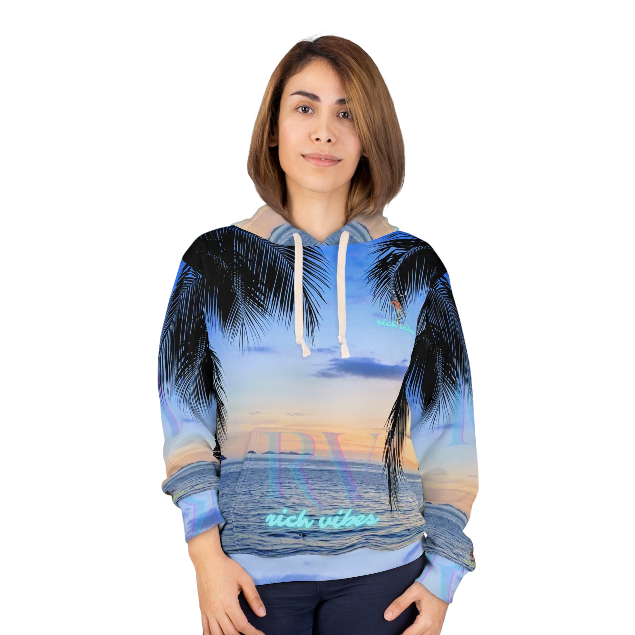Rich Vibes Volt Blue Sky Sunset - Unisex Pullover Hoodie (AOP)