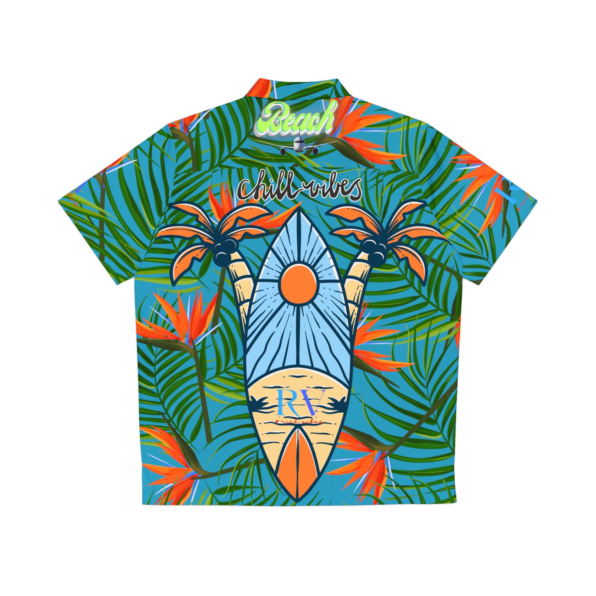 Rich Vibes Tropical RV Golfer's Love Chill Vibes - Men's Hawaiian Shirt (AOP)Turquoise