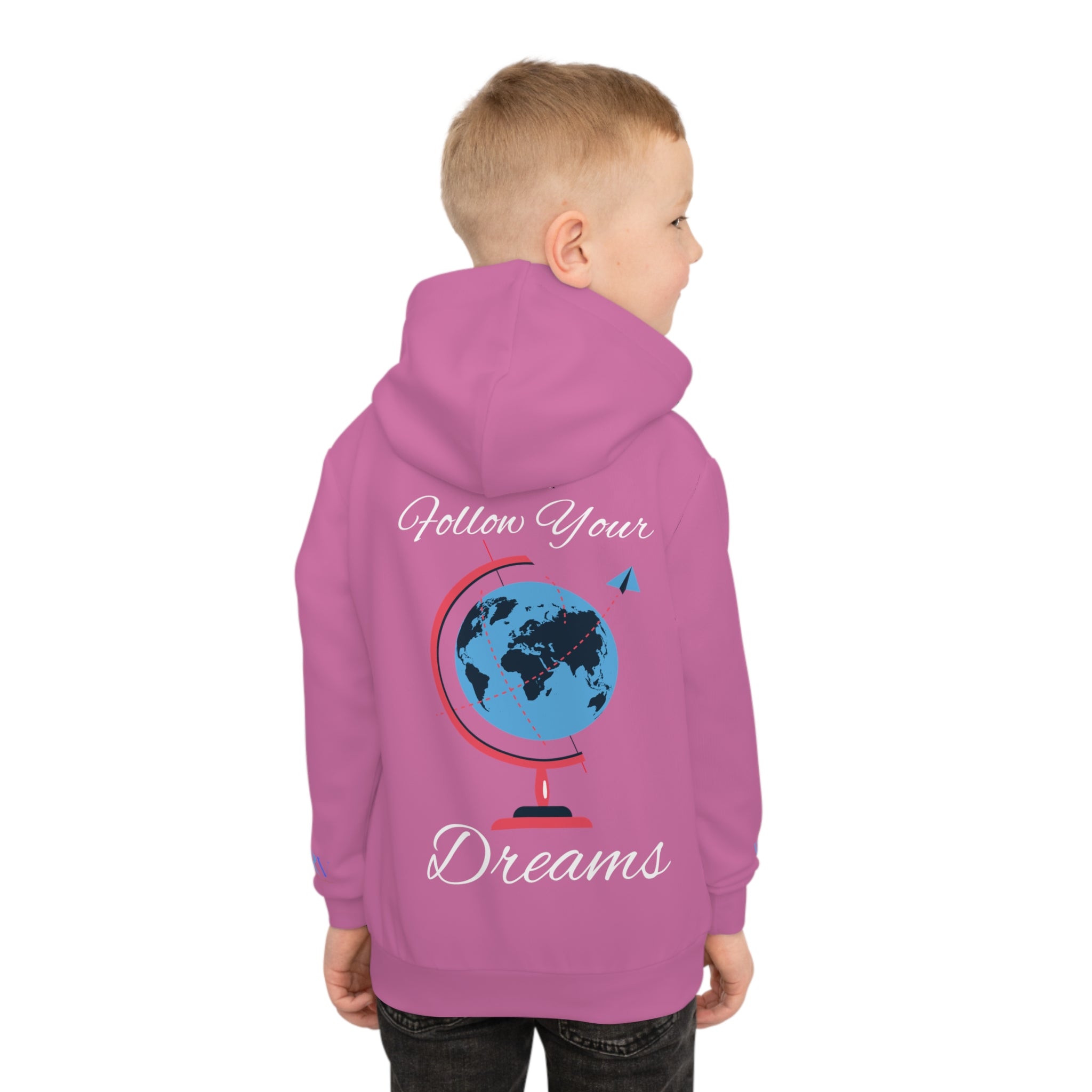 Rich Vibes Follow Your Dreams RV Color Palm Tree Light Pink-  Children's Hoodie (AOP)