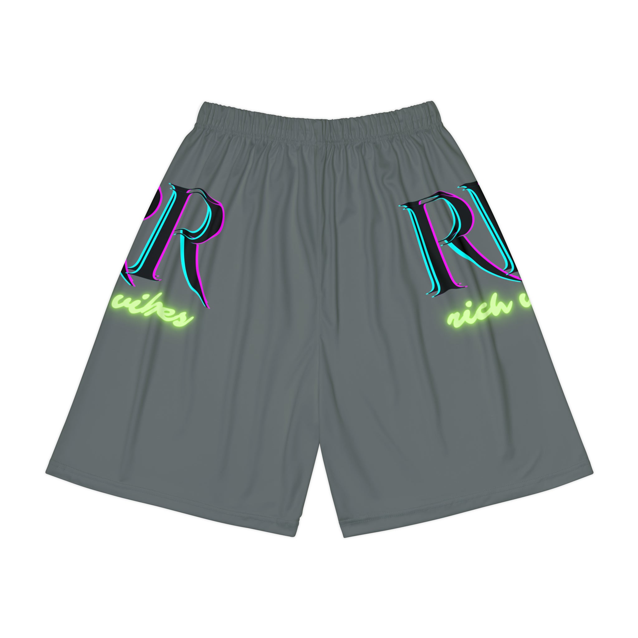 Rich Vibes RR RV Palm Tree Silhouette - Men’s Sports Shorts (AOP) Dark Grey