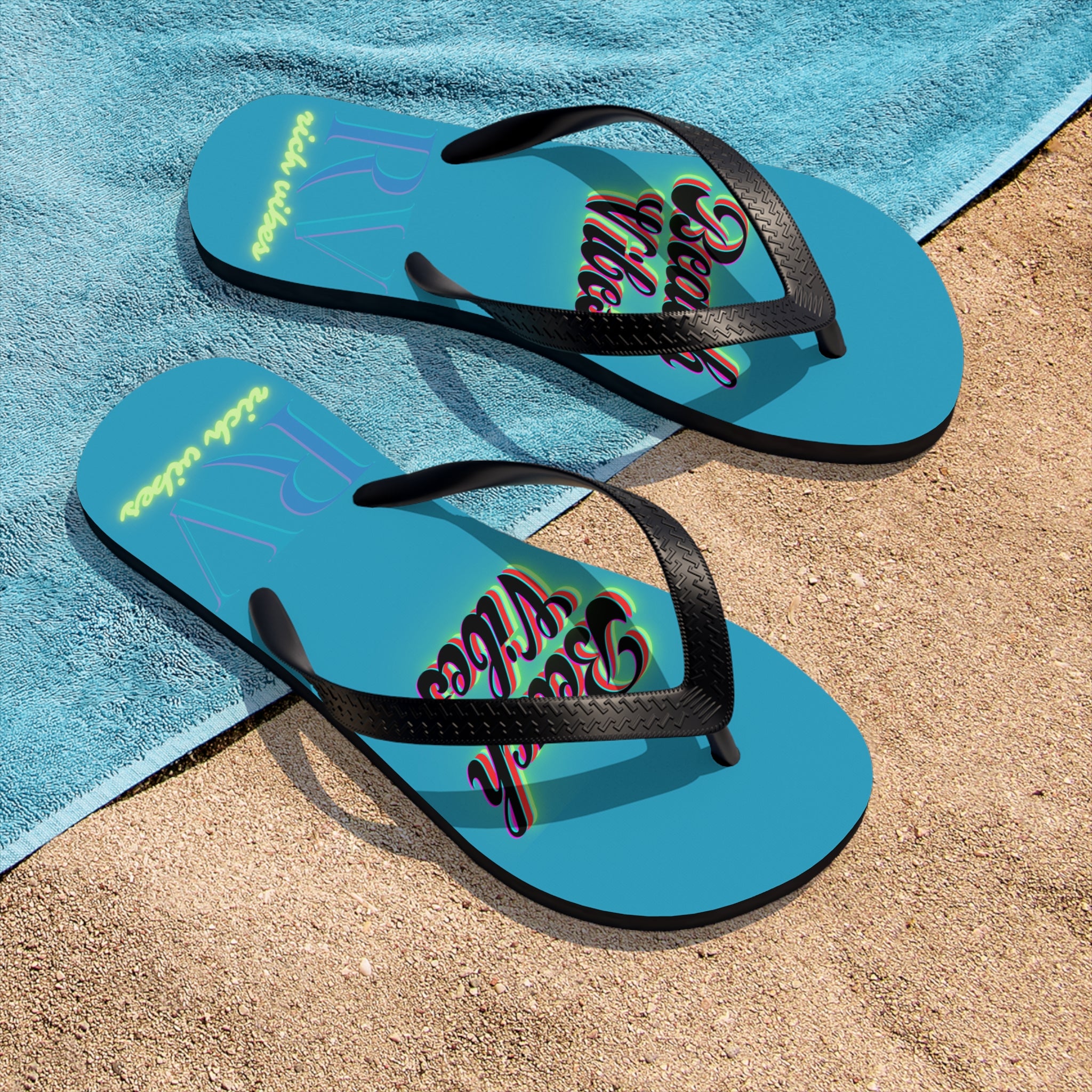 Rich Vibes RV Neon Beach Vibes - Unisex Flip-Flops - M