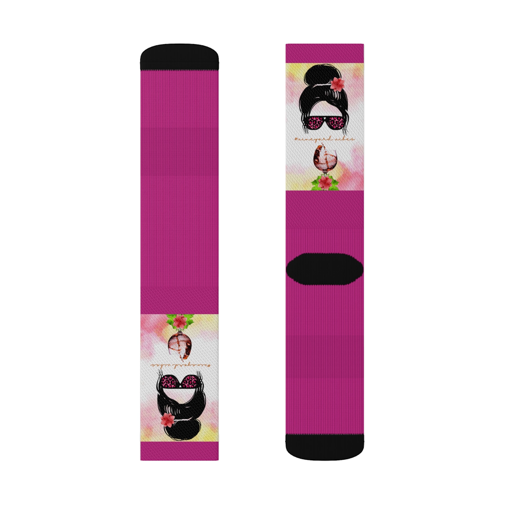 Vineyard Vibes Pink Water Colors Pink - Sublimation Socks