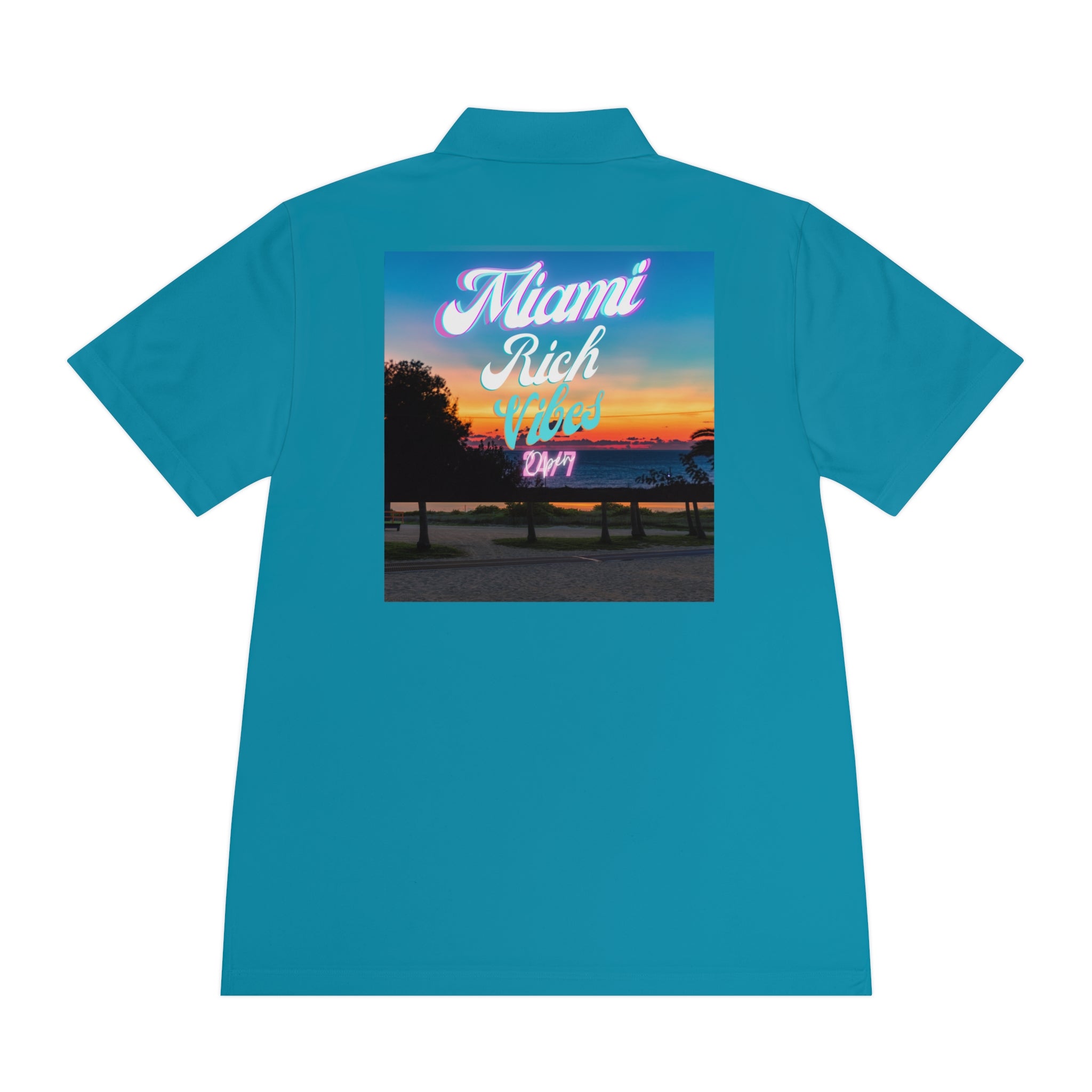 Rich Vibes Miami Beach Sunset RV Palm Trees - Men's Sport Polo Shirt