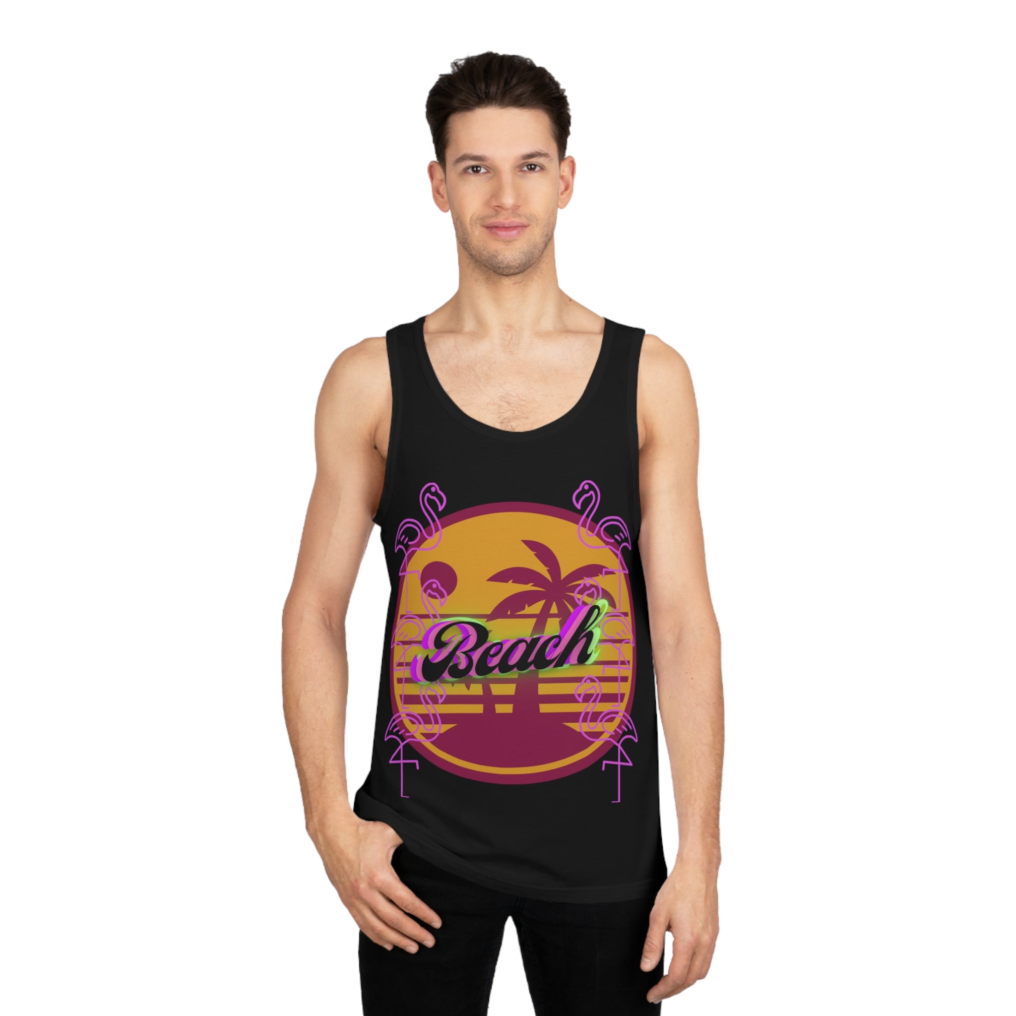 Beach Flamingo Sunset Softstyle™ Tank Top