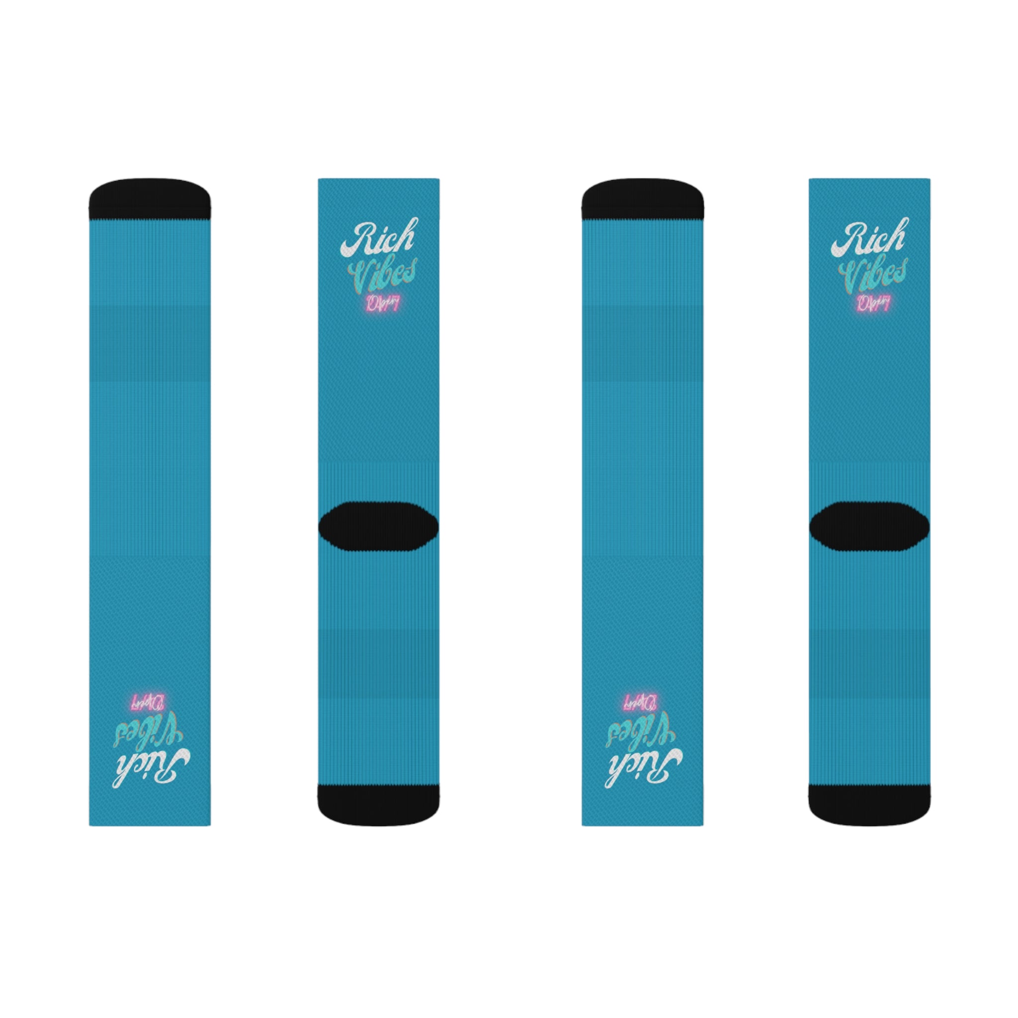 Rich Vibes Miami Colorway Turquoise - Sublimation Socks