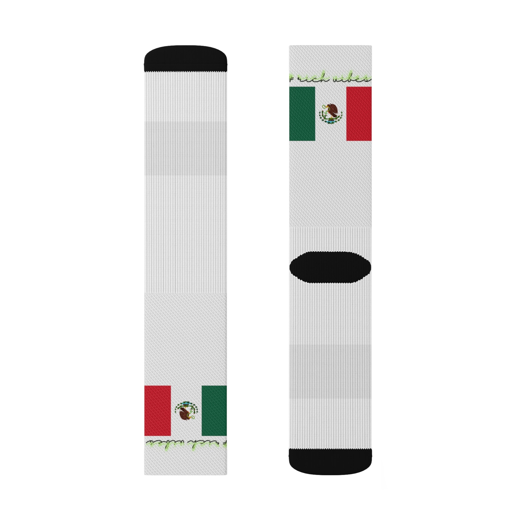 Rich Vibes Volt Mexican Flag White - Sublimation Socks