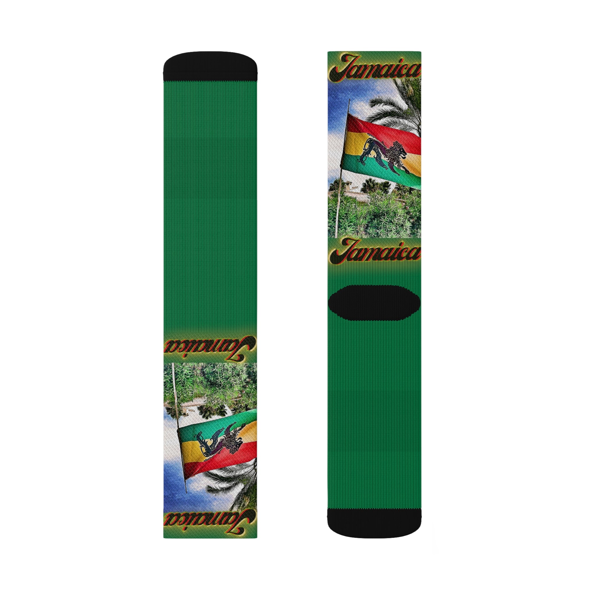 Lion Of Judah Jamaica Flag - Green Sublimation Socks