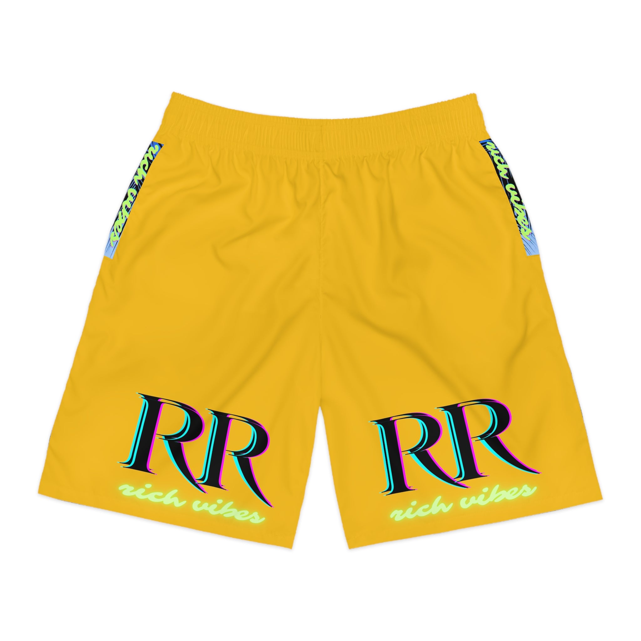Rich Vibes Volt RR Blue Sky Stripe - Men's Jogger Shorts (AOP)Yellow Gold