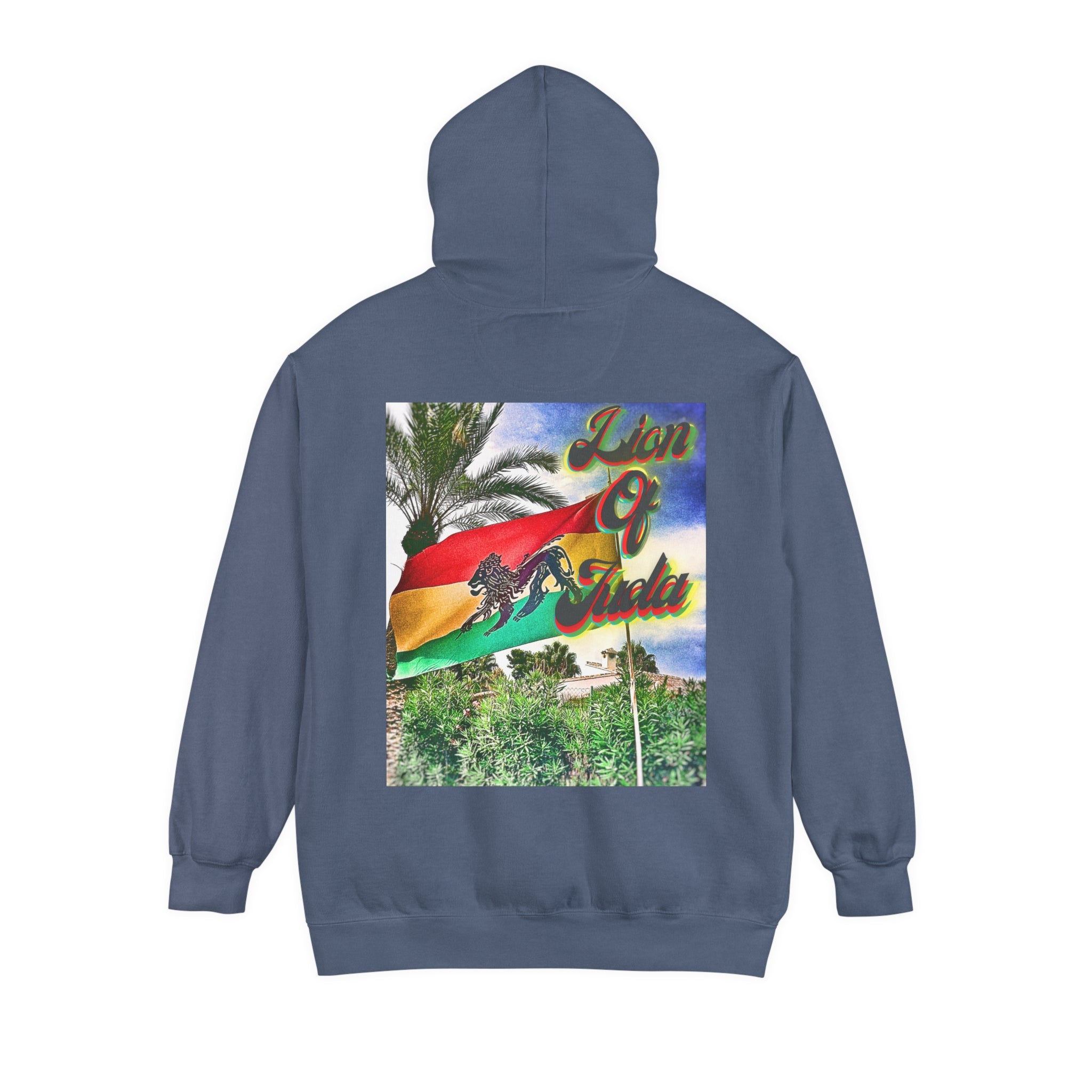 Jamaica Lion Of Judah Flag Denim - Garment-Dyed Hoodie