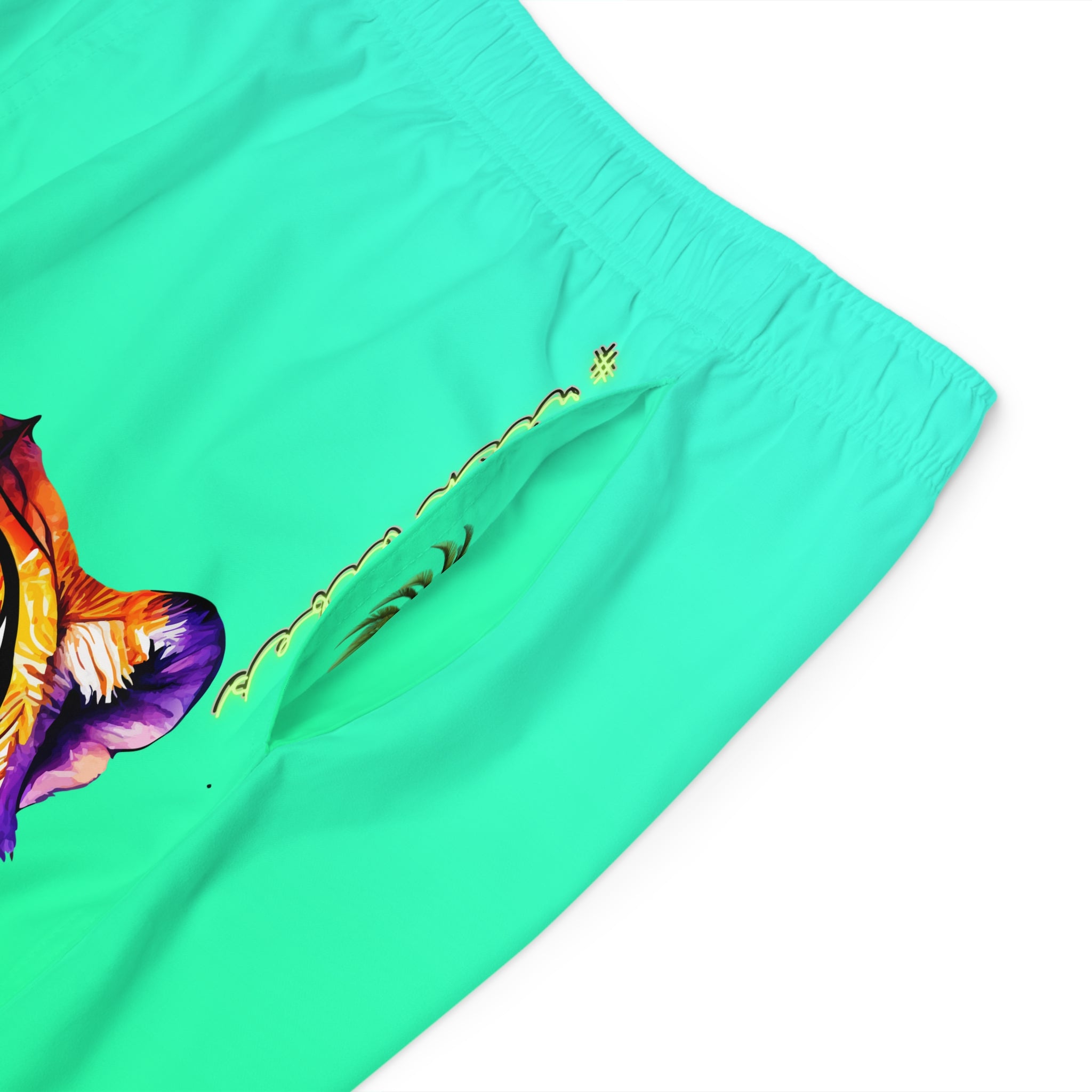 Rich Vibes Volt Green Tropical Tiger Beach Chill Vibes 2.0 - Men's Board Shorts (AOP)