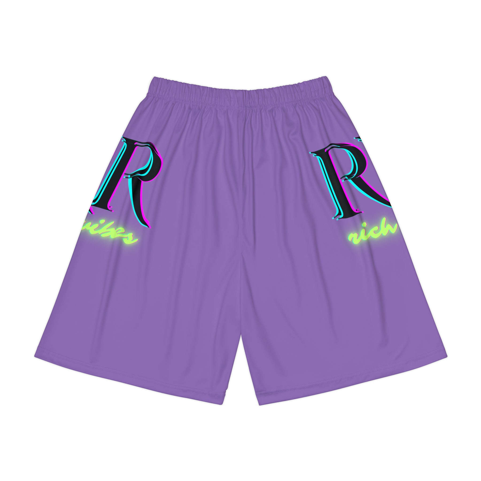 Rich Vibes RR RV Colorful Palm Tree Silhouette - Men’s Sports Shorts (AOP) Light Purple