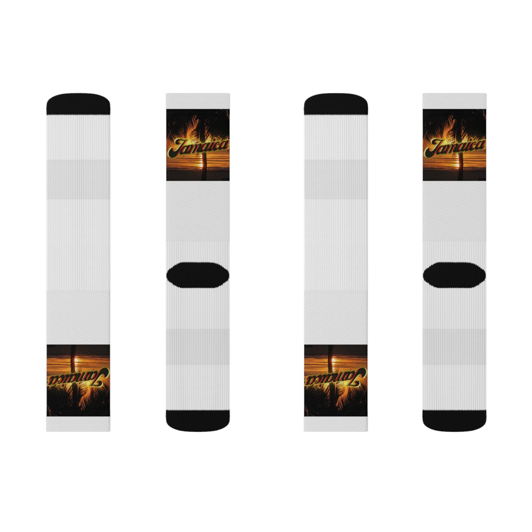 Rich Vibes Jamaica Sunset White - Sublimation Socks
