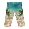 Vineyard Vibes Aqua Print Chill Beach Vibes 2.0 - Women's Capri Leggings (AOP)