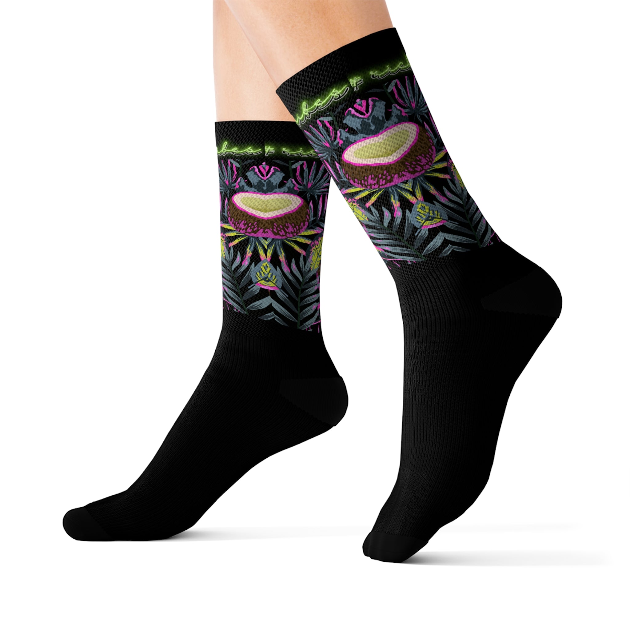 Rich Vibes Volt Tropical Coconut Black - Sublimation Socks