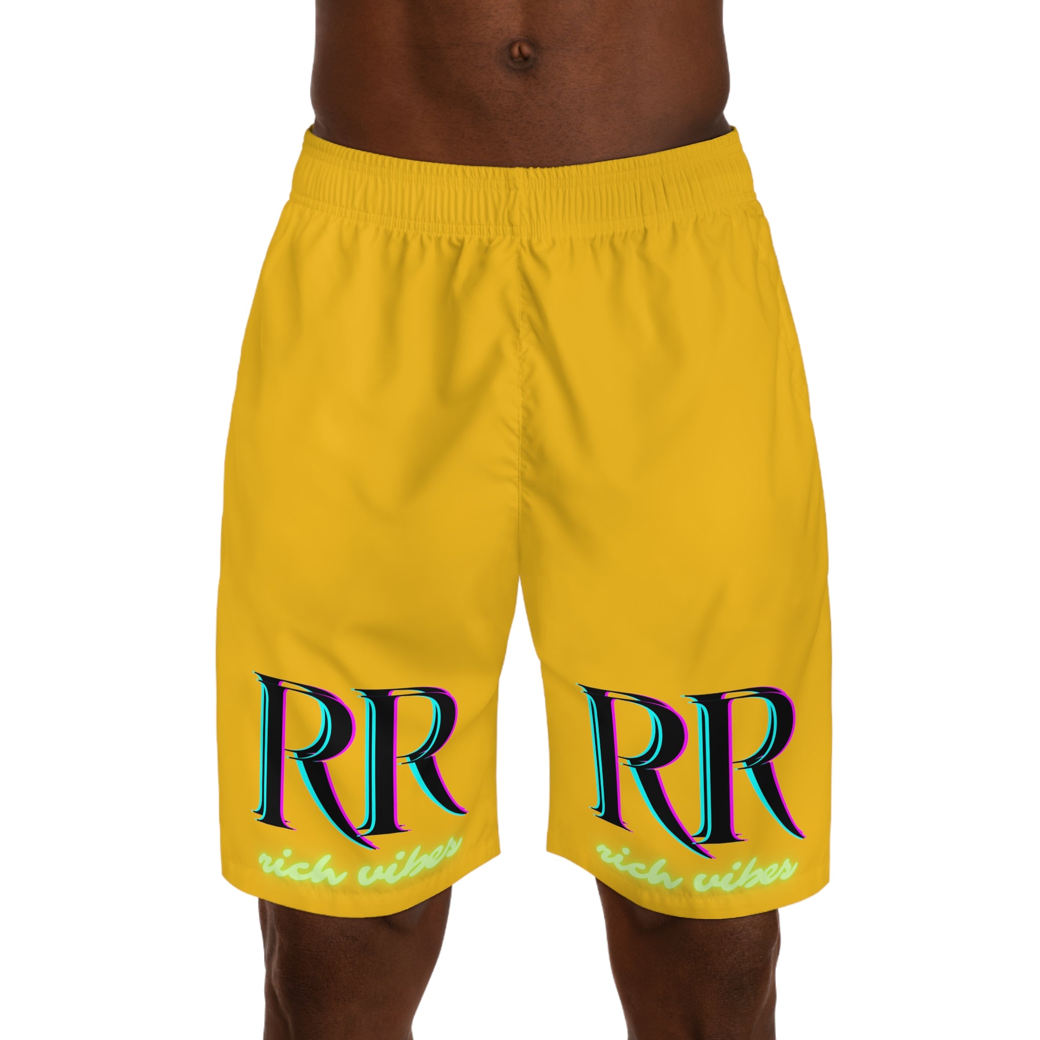 Rich Vibes Volt RR Blue Sky Stripe - Men's Jogger Shorts (AOP)Yellow Gold