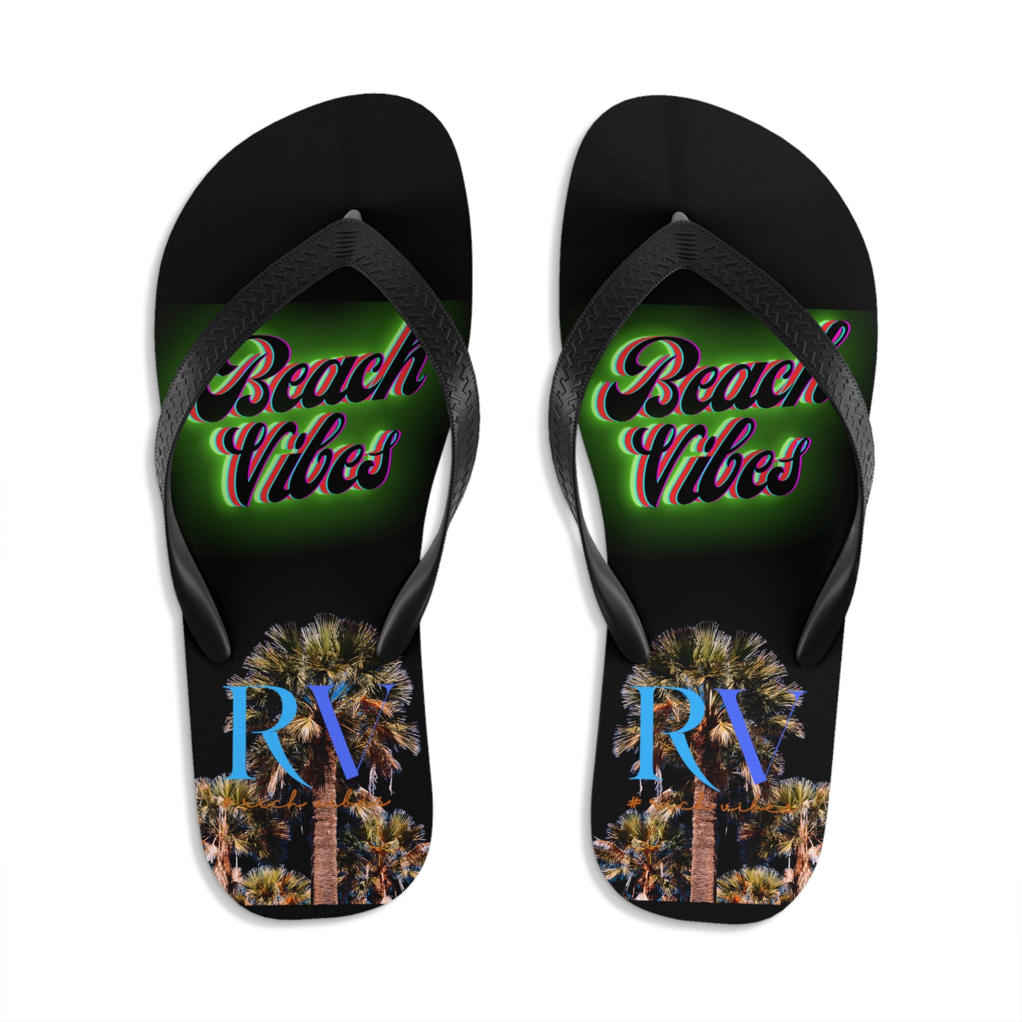 Rich Vibes RV Palm Tree Beach Vibes - Unisex Flip-Flops - L