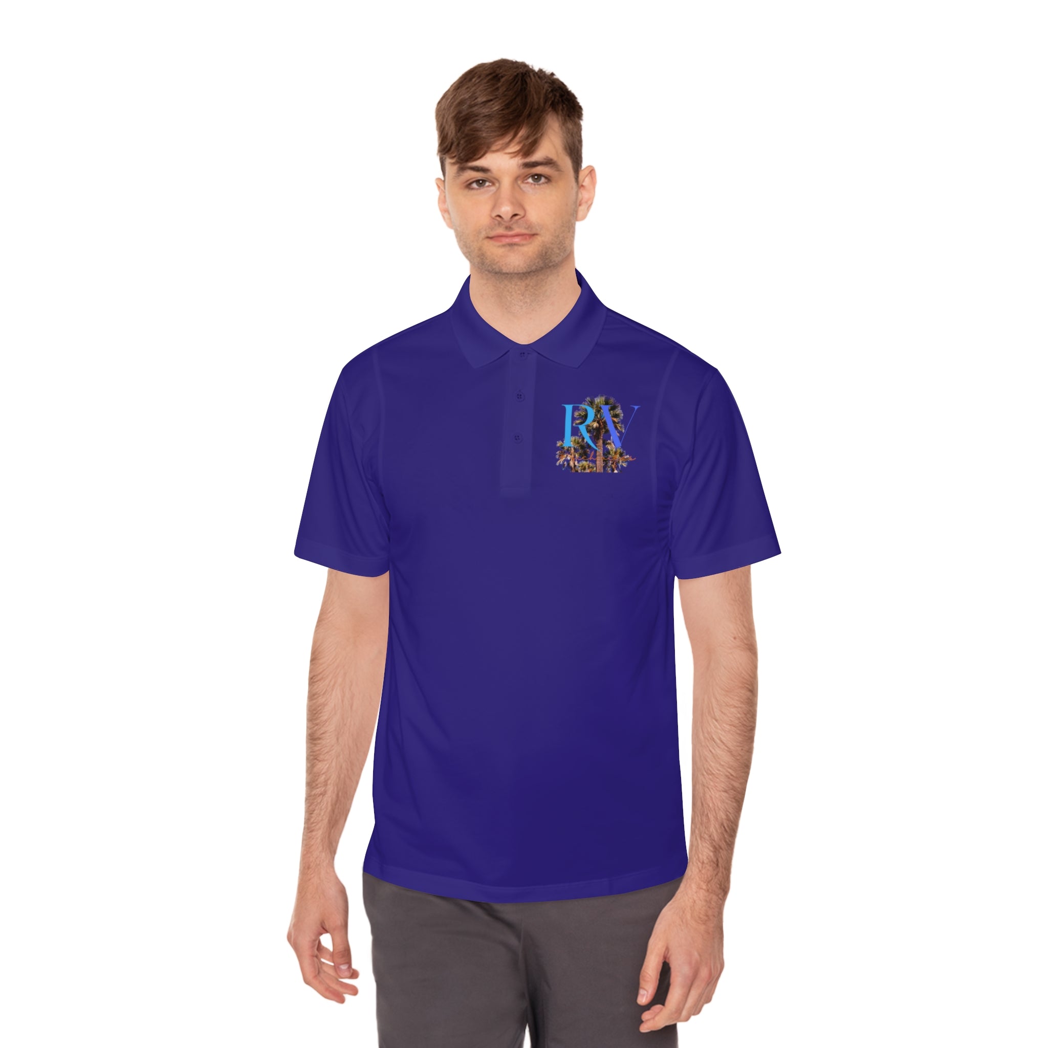 Rich Vibes Palm Trees RV Logo Blue Skies - Men's Sport Polo Shirt