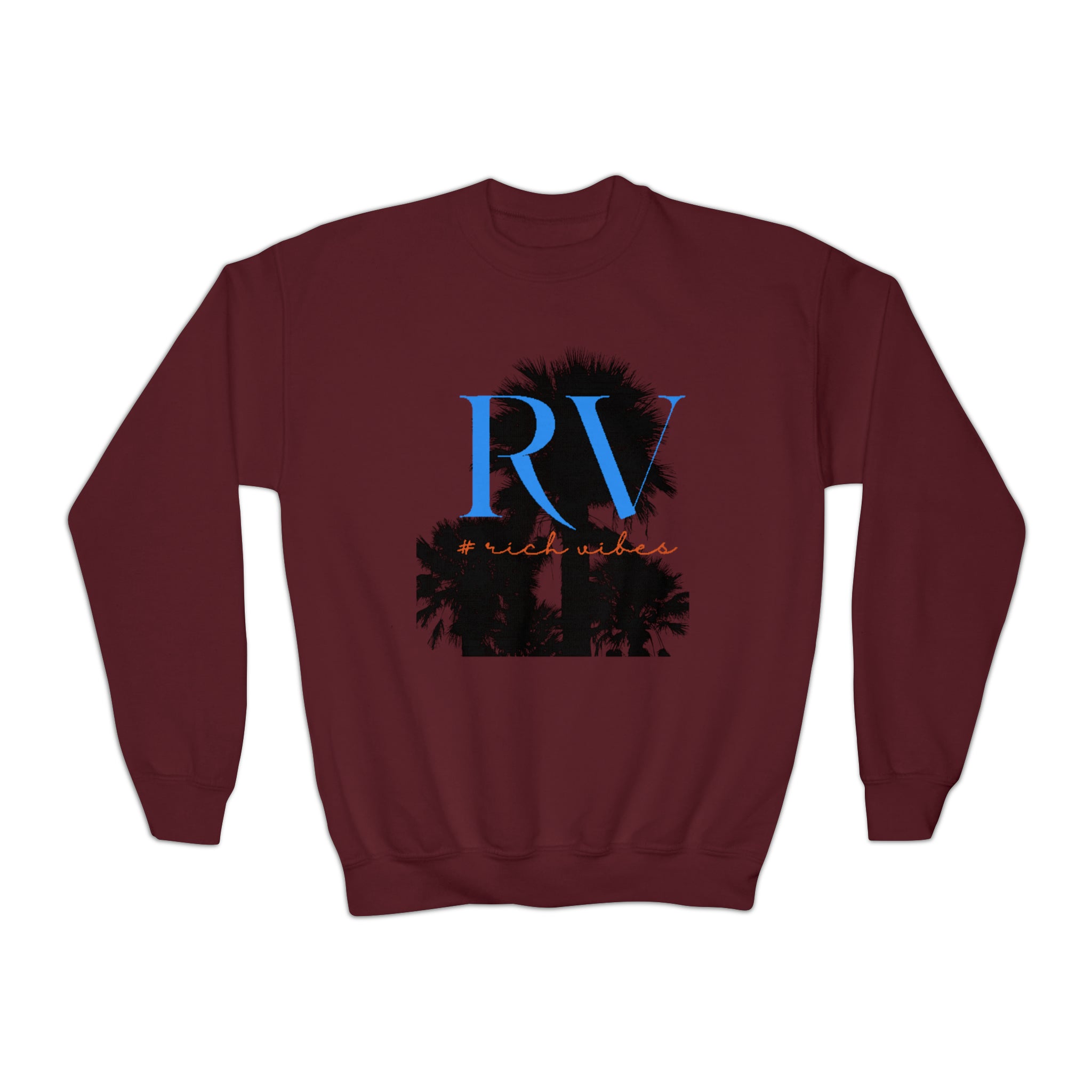 Rich Vibes RV Palm Tree - Youth Crewneck Sweatshirt