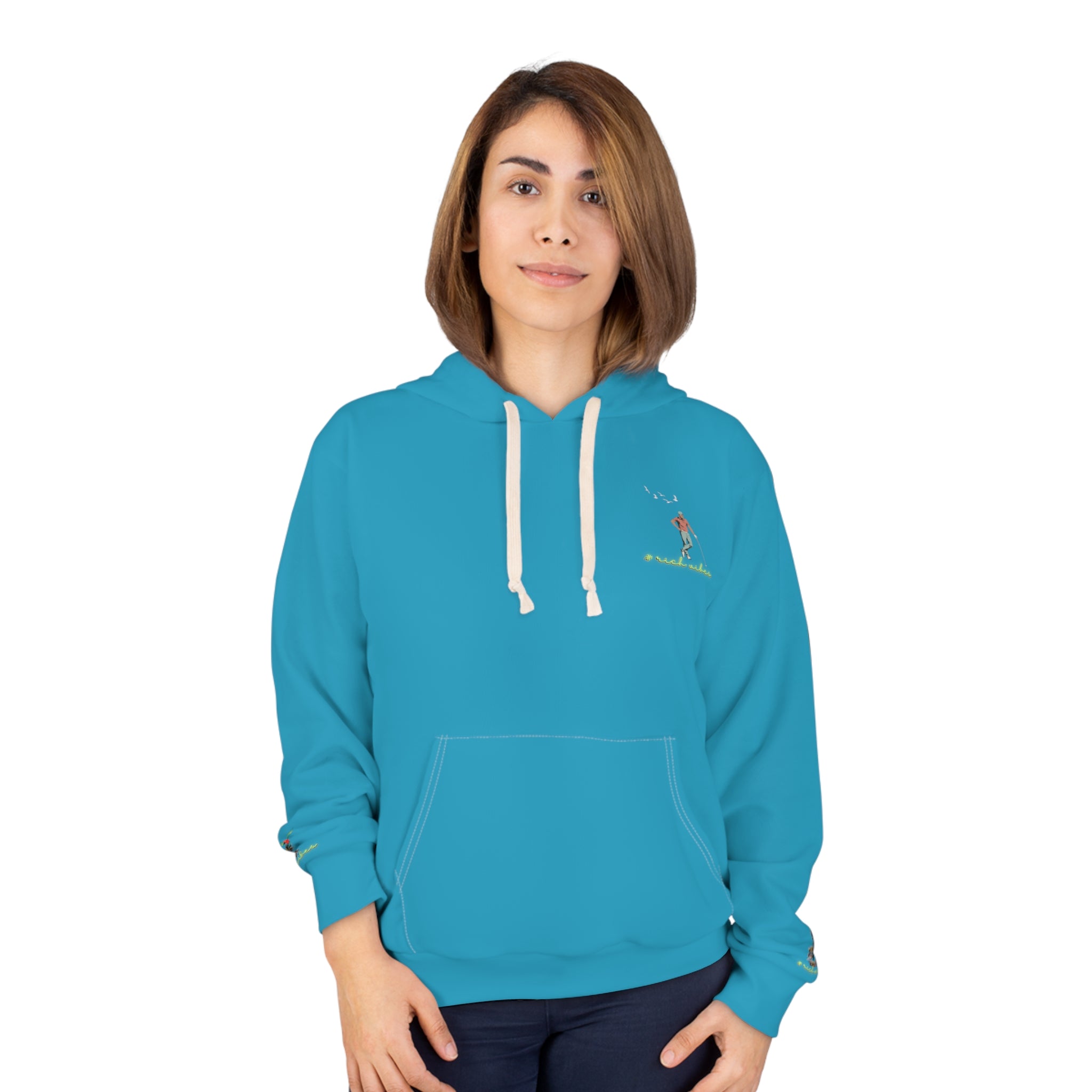 Rich Vibes Turquoise Colorful Palm Trees Volt Golf Pro 2.0 - Unisex Pullover Hoodie (AOP)