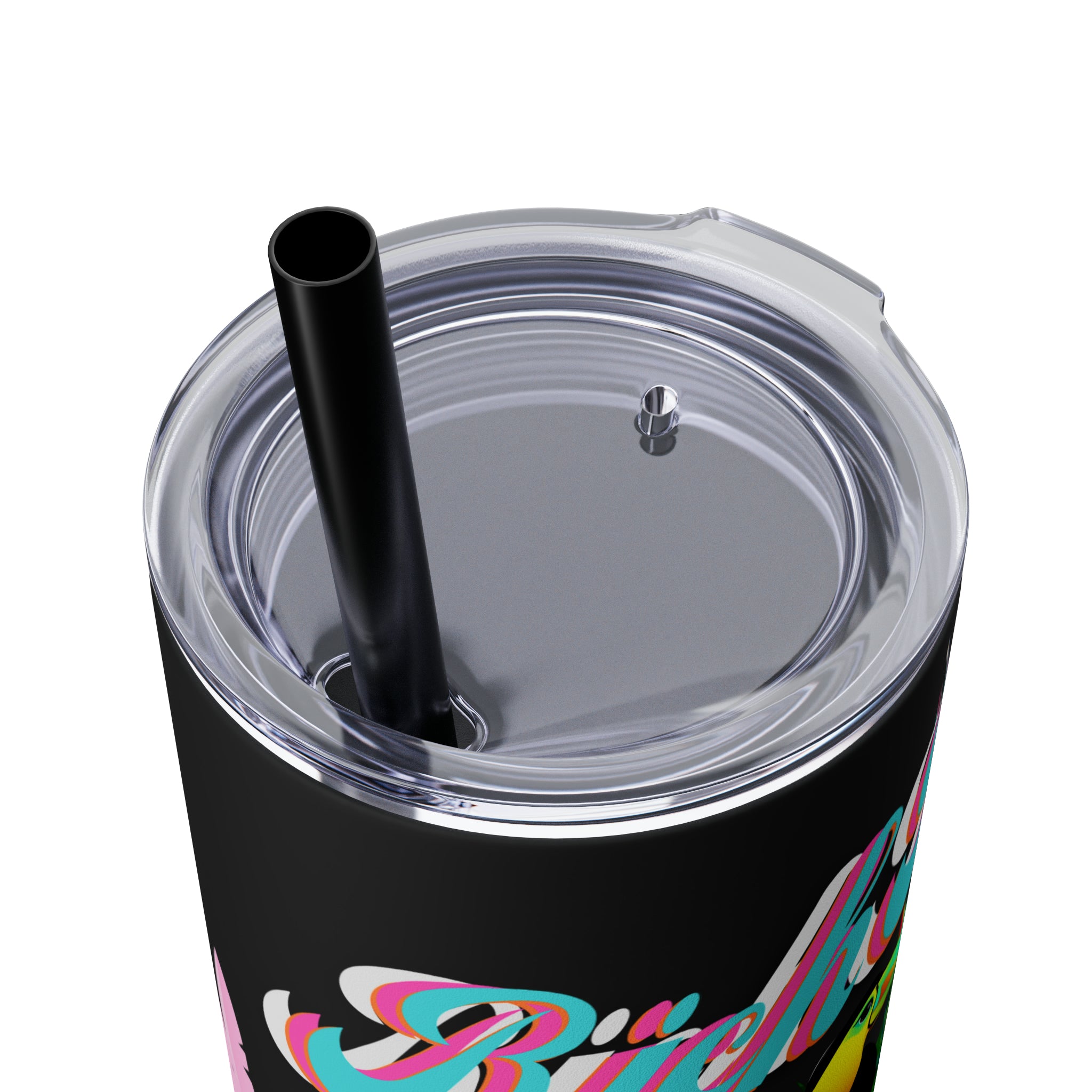 Rich Drip Tropical Pink Palm Tree - Skinny Tumbler with Straw, 20oz
