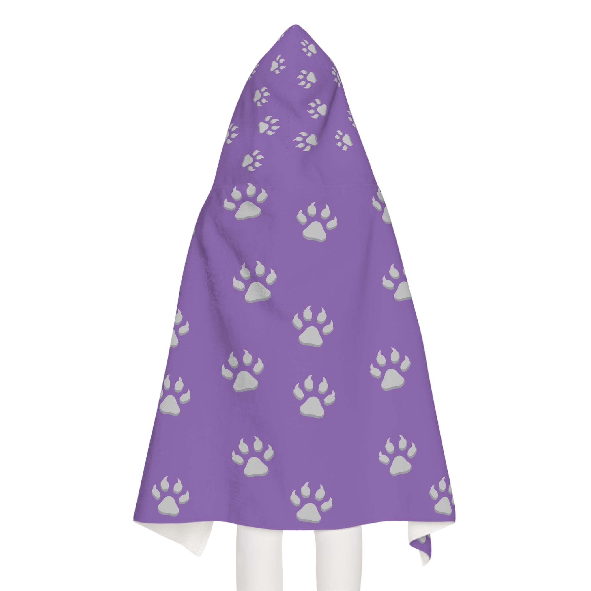 Tiger Cub Paw Print - Youth Hooded Towel (Light Purple)