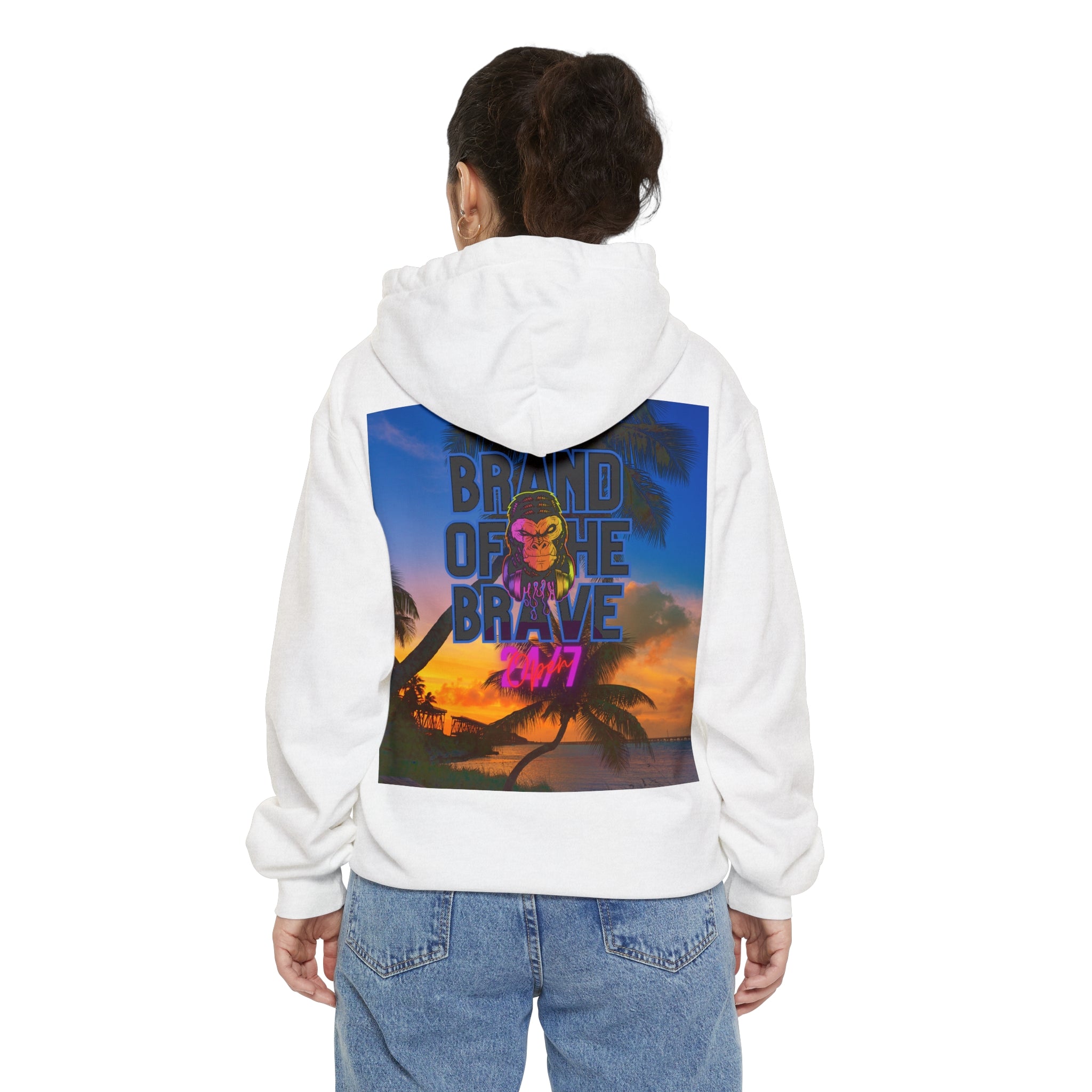 Rich Vibes Miami Beach 24/7  White - Garment-Dyed Hoodie