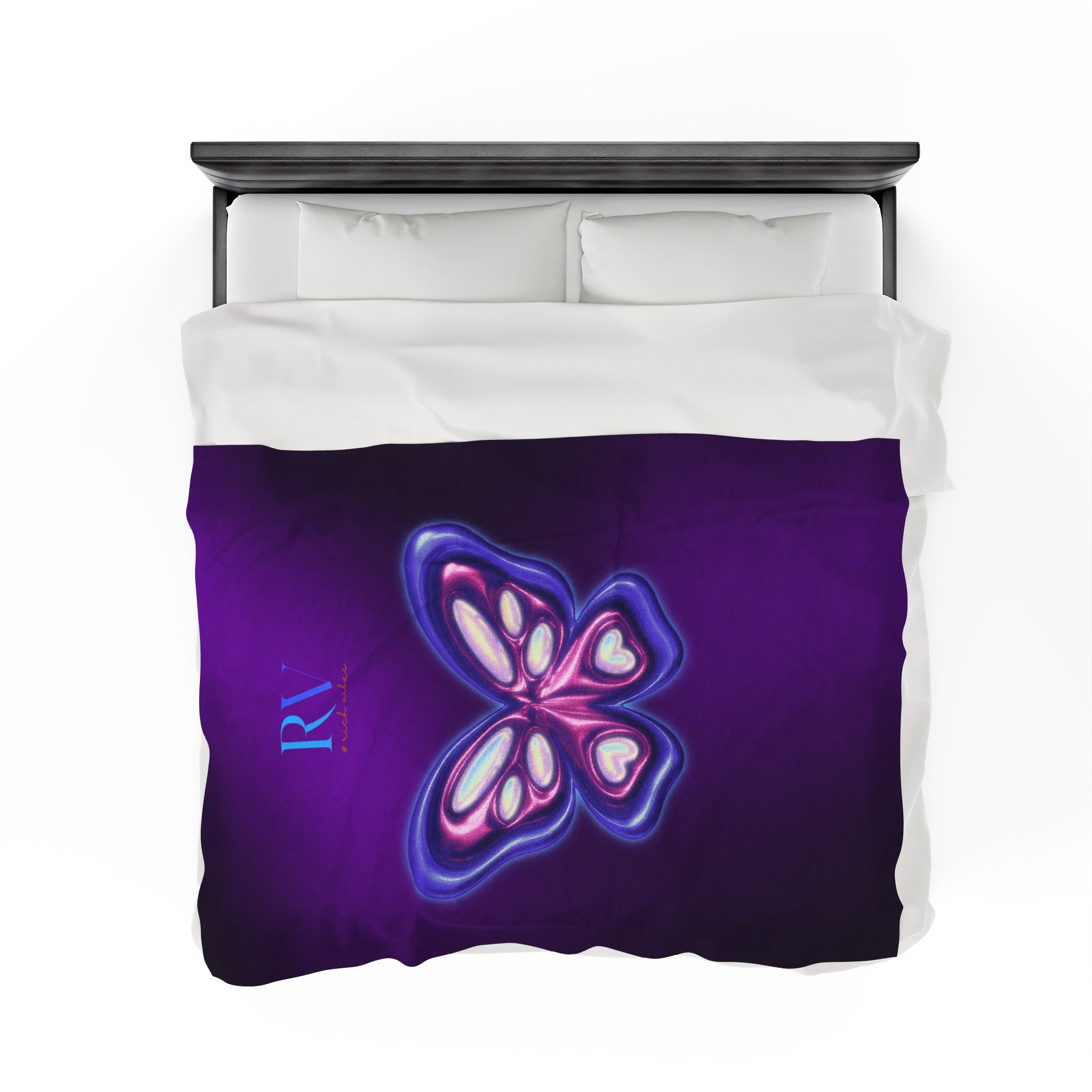 RV Rich Vibes Purple ButterFly  - Velveteen Plush Blanket