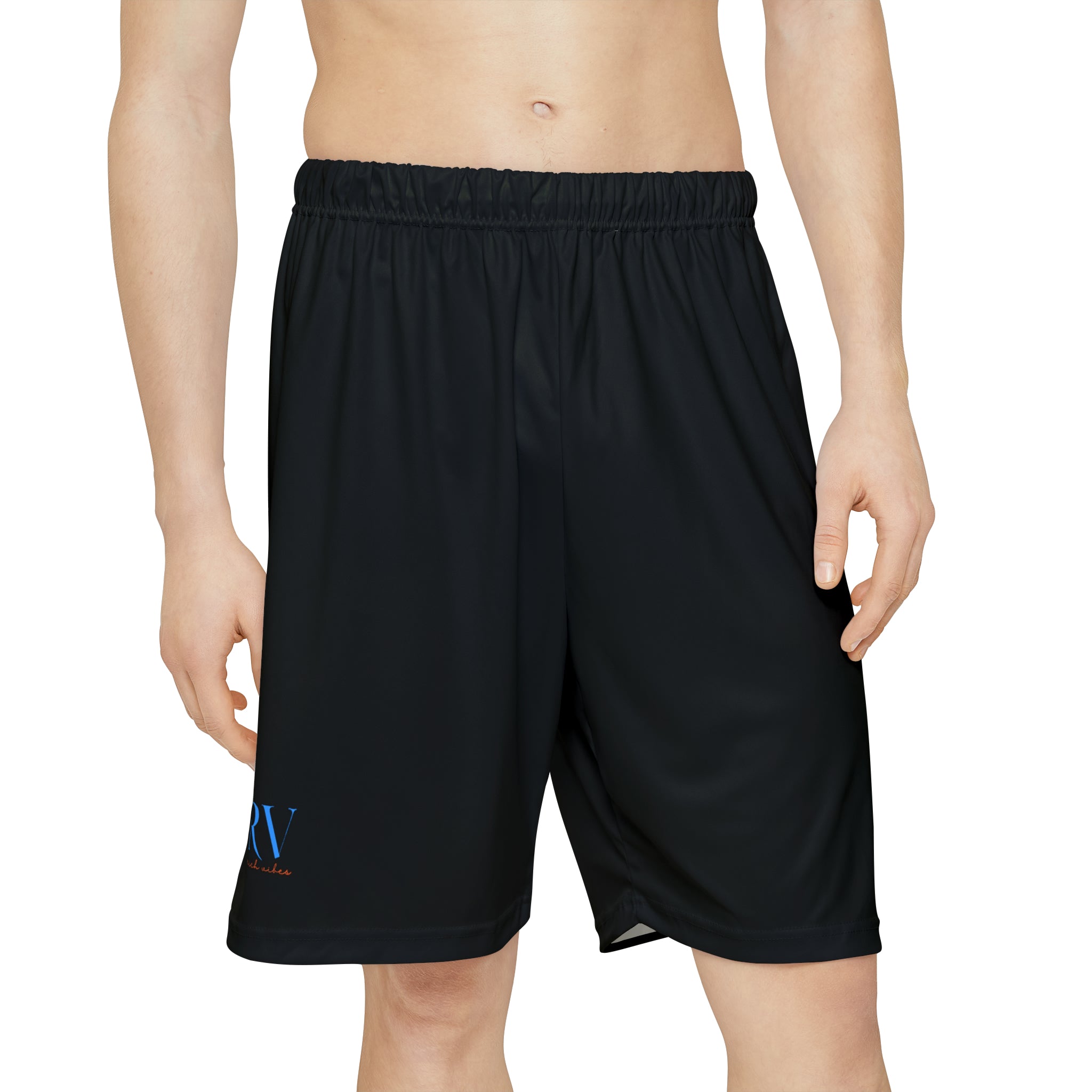 Rich Vibes RV Palm Tree Silhouette Men’s Sports Shorts (AOP) Black