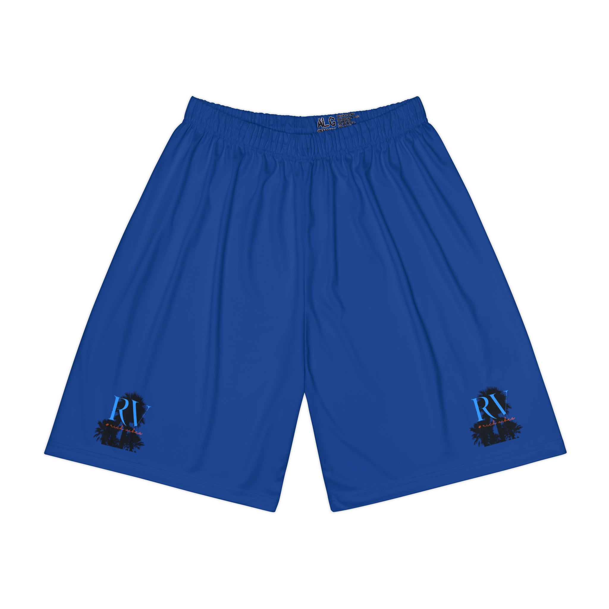 Rich Vibes RV Palm Tree Silhouette Men’s Sports Shorts (AOP) Royal Blue