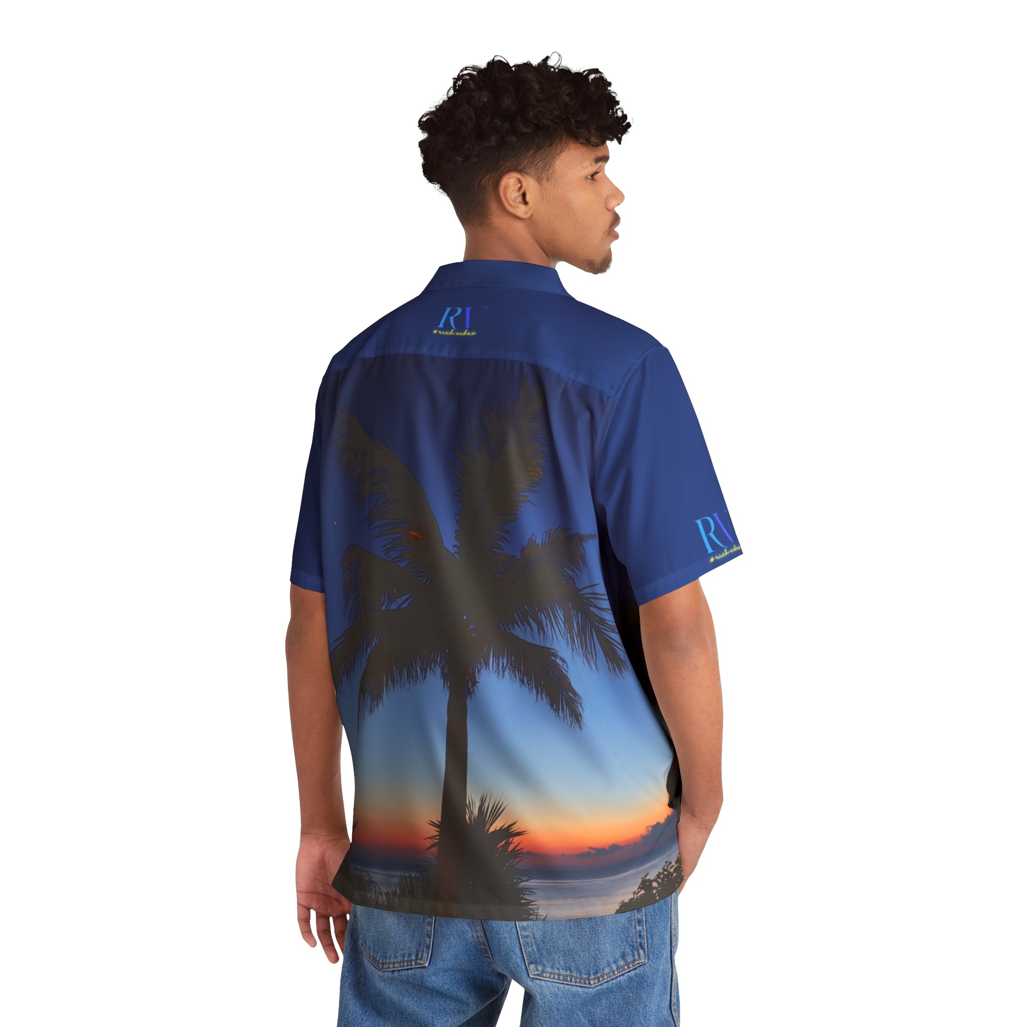 Rich Vibes Volt RV Okinawa Royal Blue Sunset 1.0 - Men's Hawaiian Shirt (AOP)Royal Blue