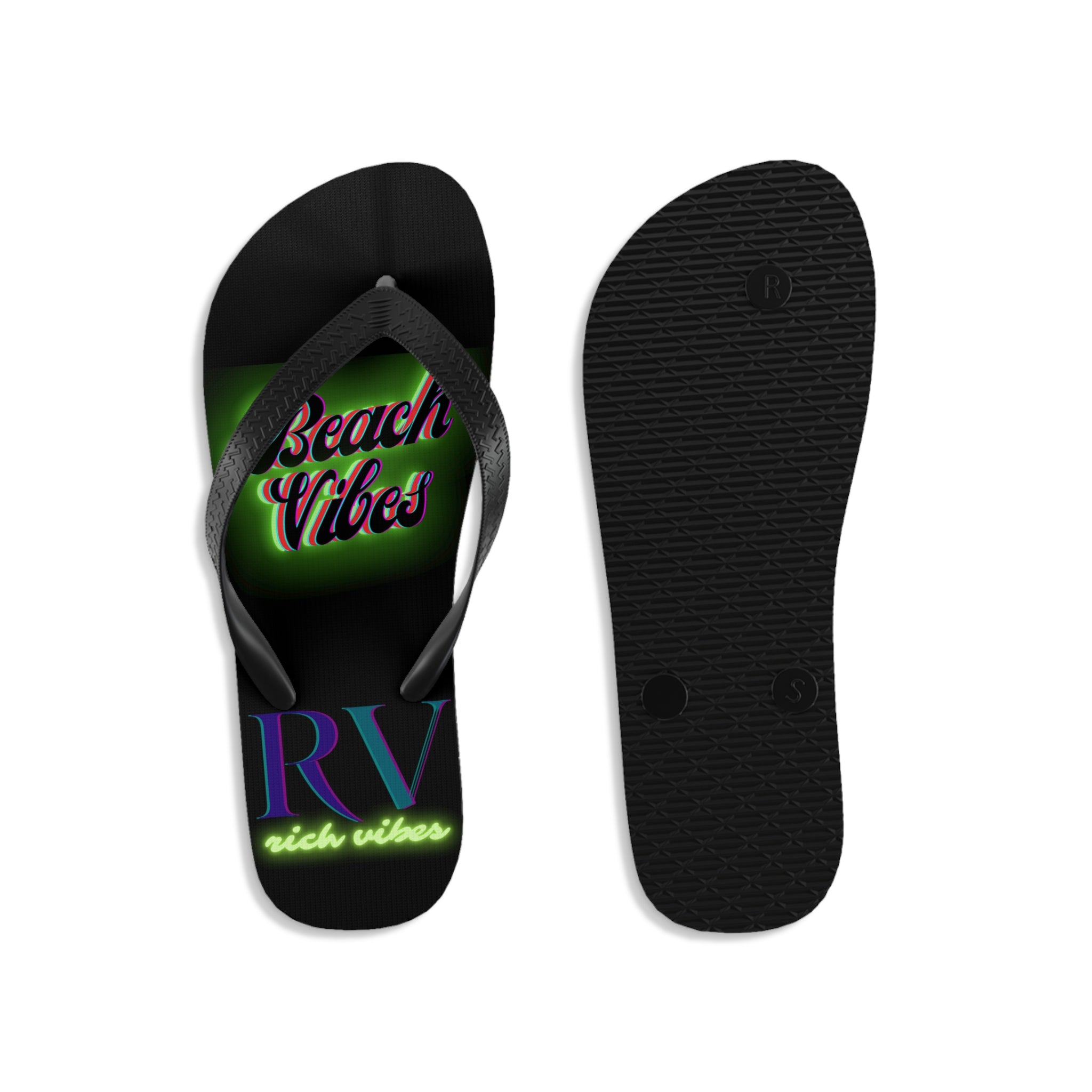 Rich Vibes RV Neon Beach Vibes - Unisex Flip-Flops - S